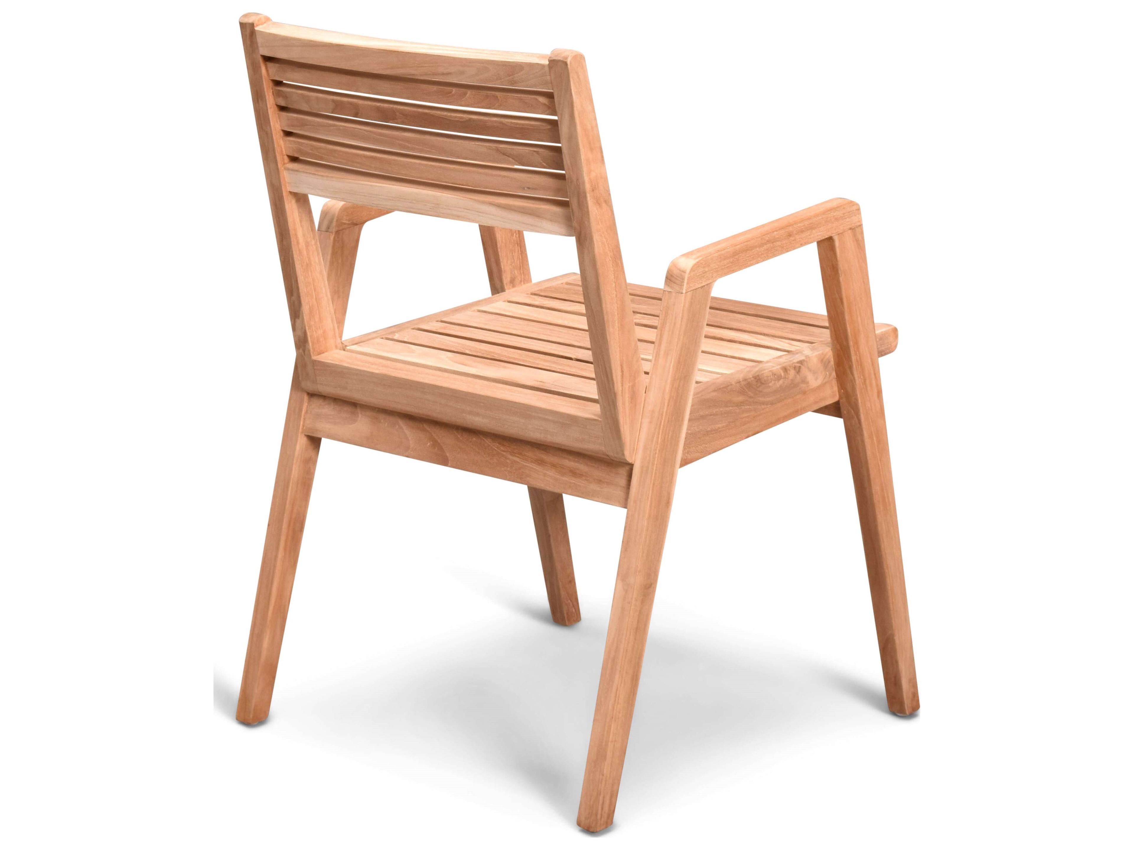 Harmonia Living Link Teak Stackable Outdoor Patio Dining Arm Chair