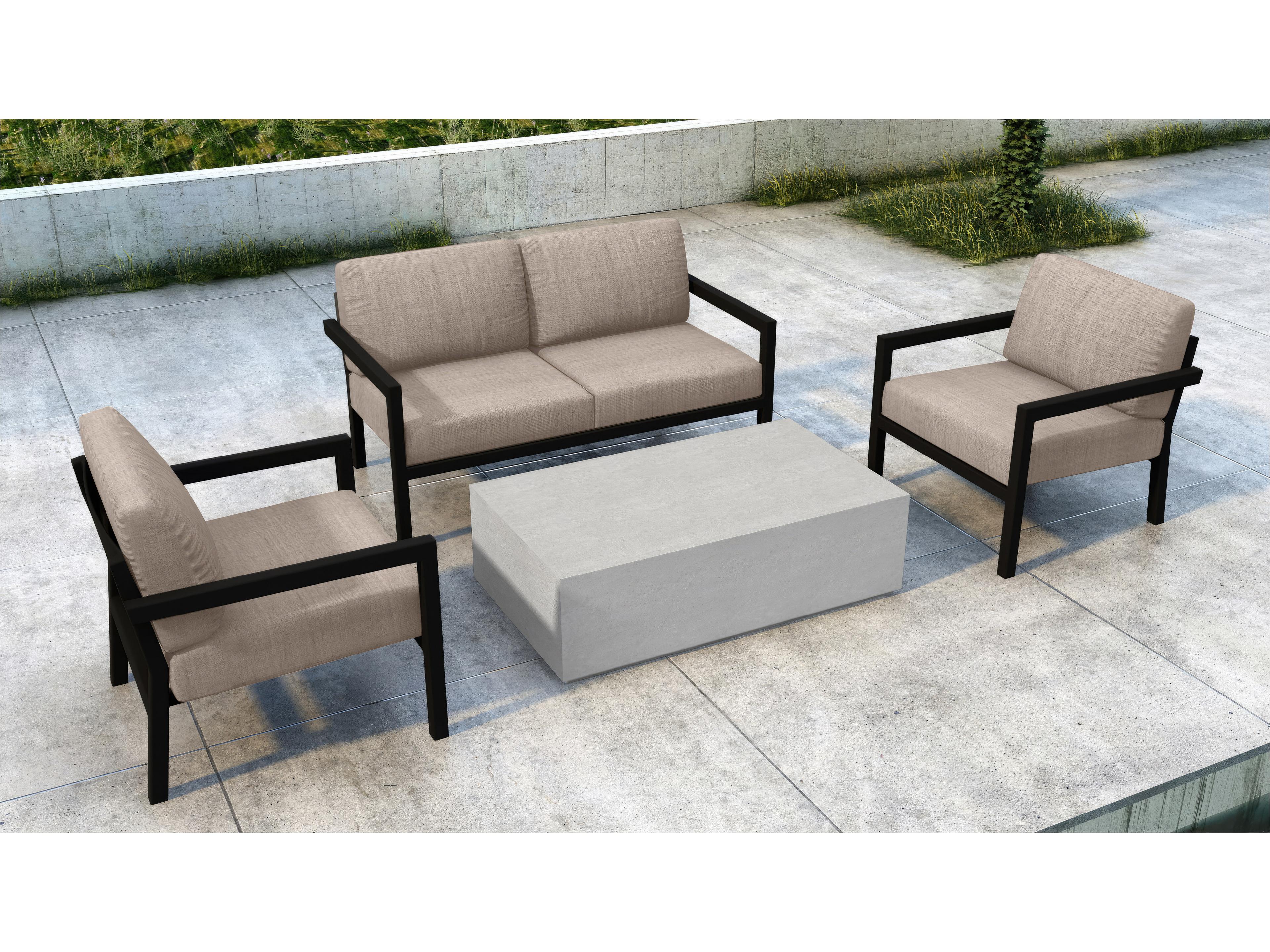 Pacifica Aluminum Black Mason 4 Piece Outdoor Patio Lounge Set