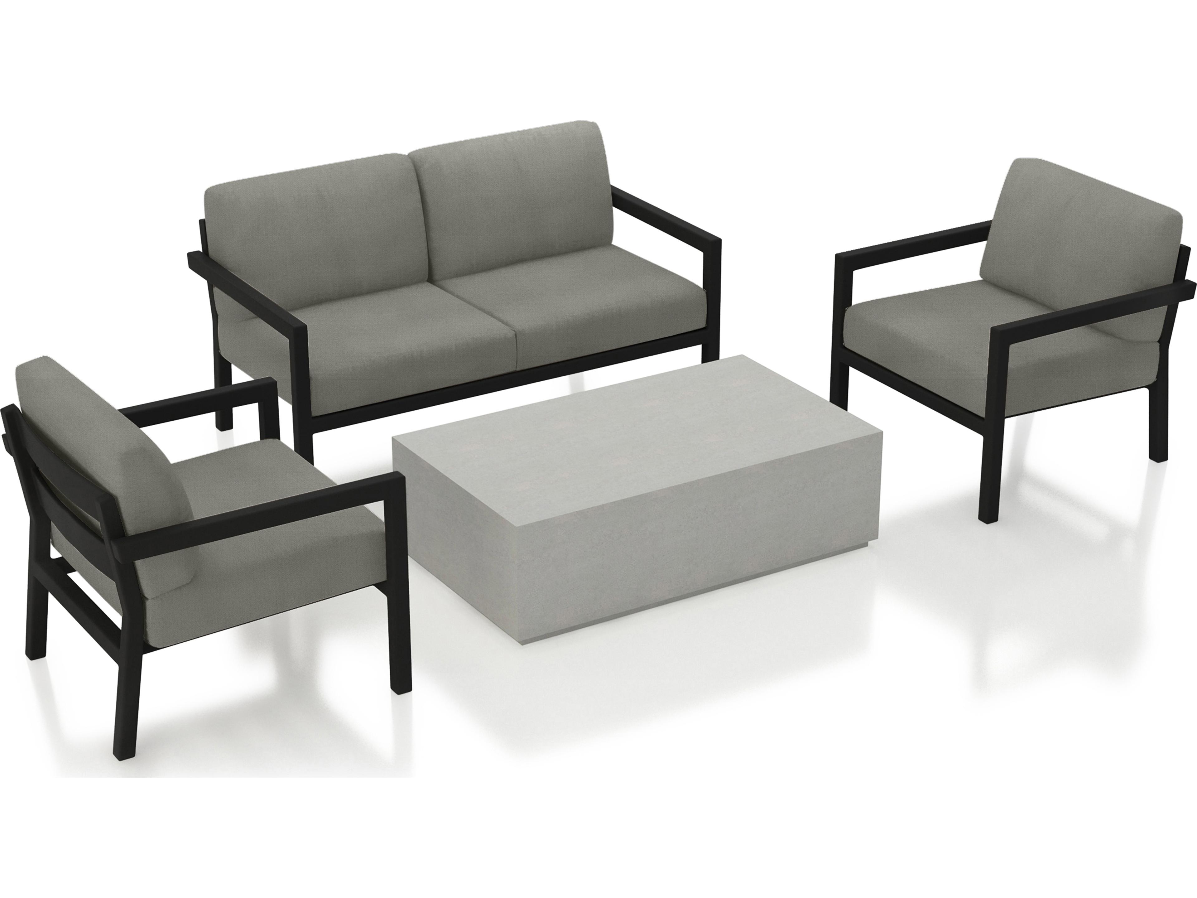 Harmonia Living Pacifica Aluminum Black Mason 4 Piece Outdoor Patio Lounge Set