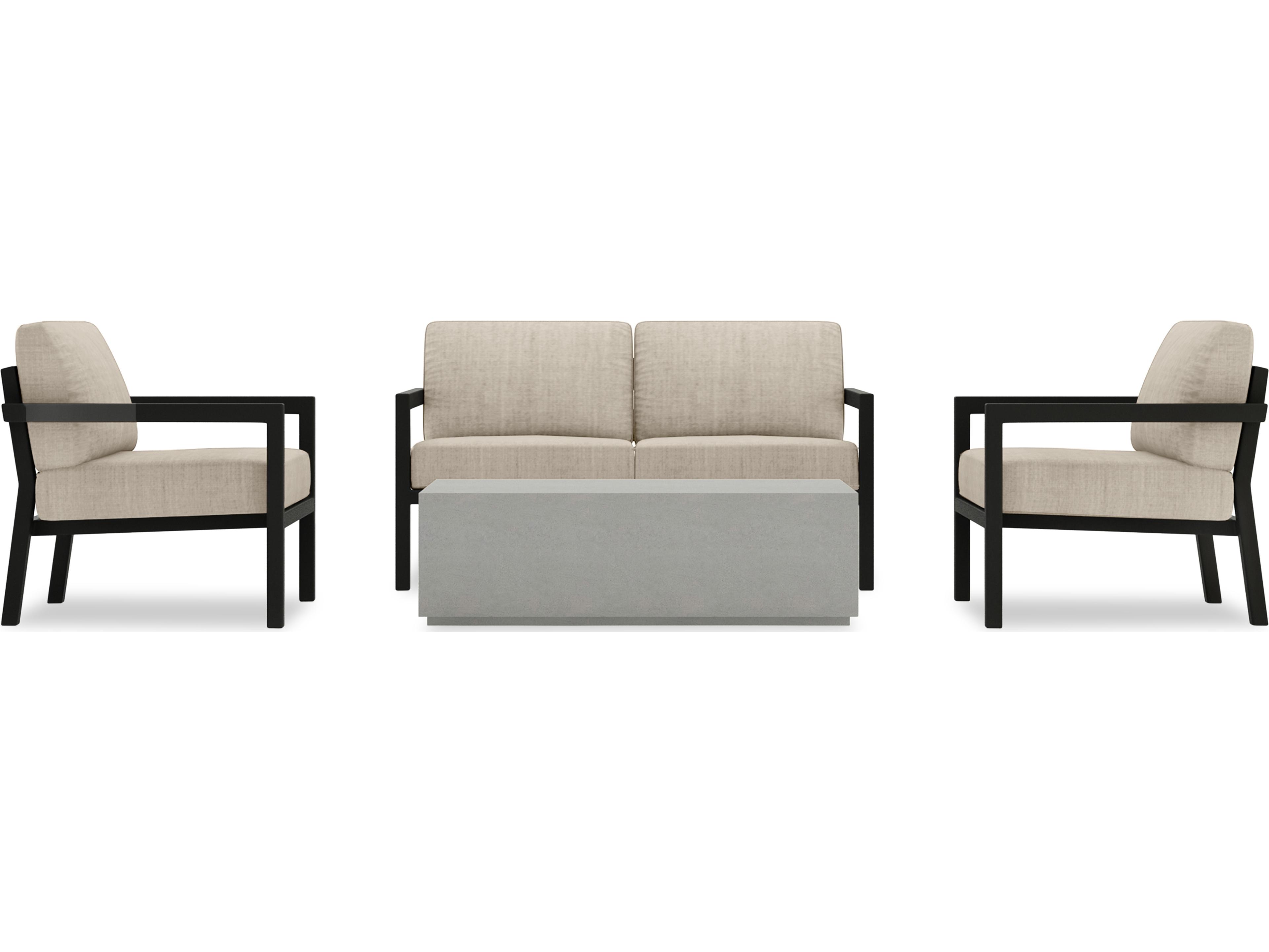 Harmonia Living Pacifica Aluminum Black Mason 4 Piece Outdoor Patio Lounge Set