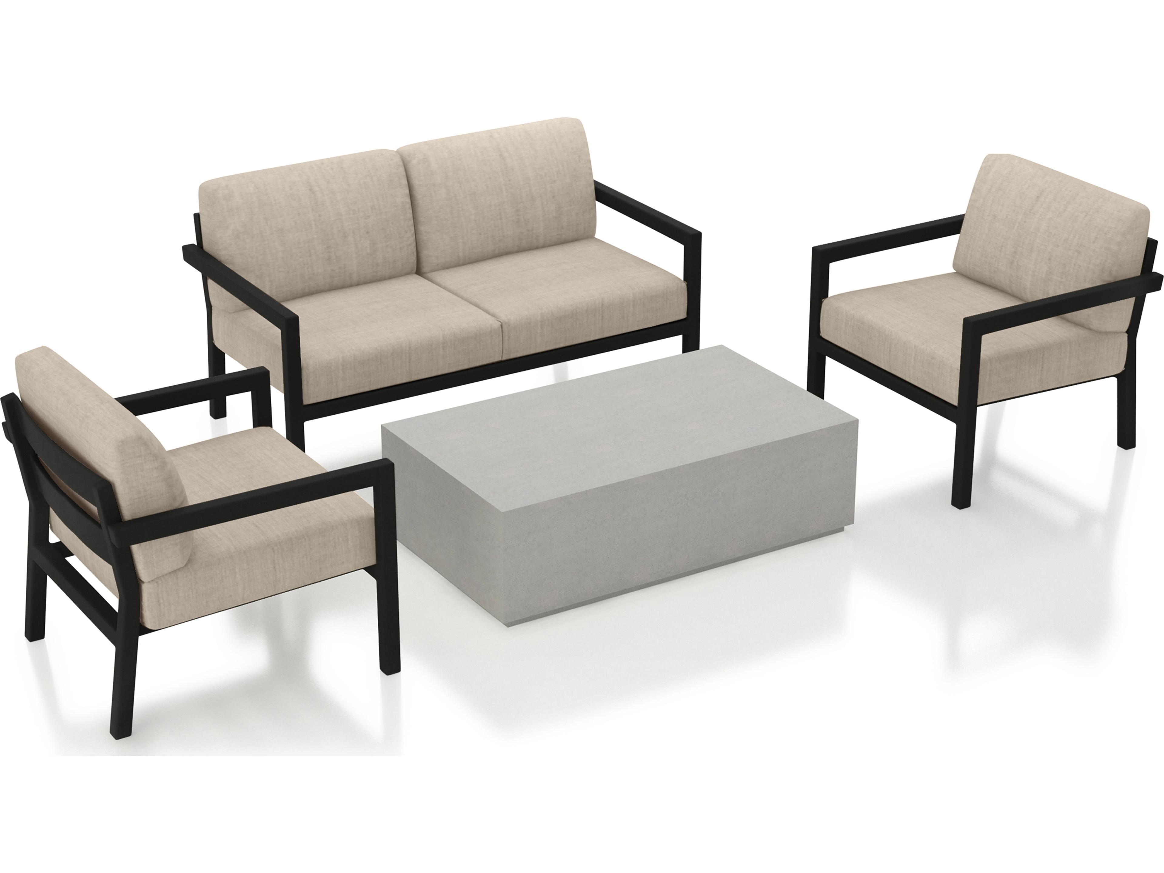 Harmonia Living Pacifica Aluminum Black Mason 4 Piece Outdoor Patio Lounge Set