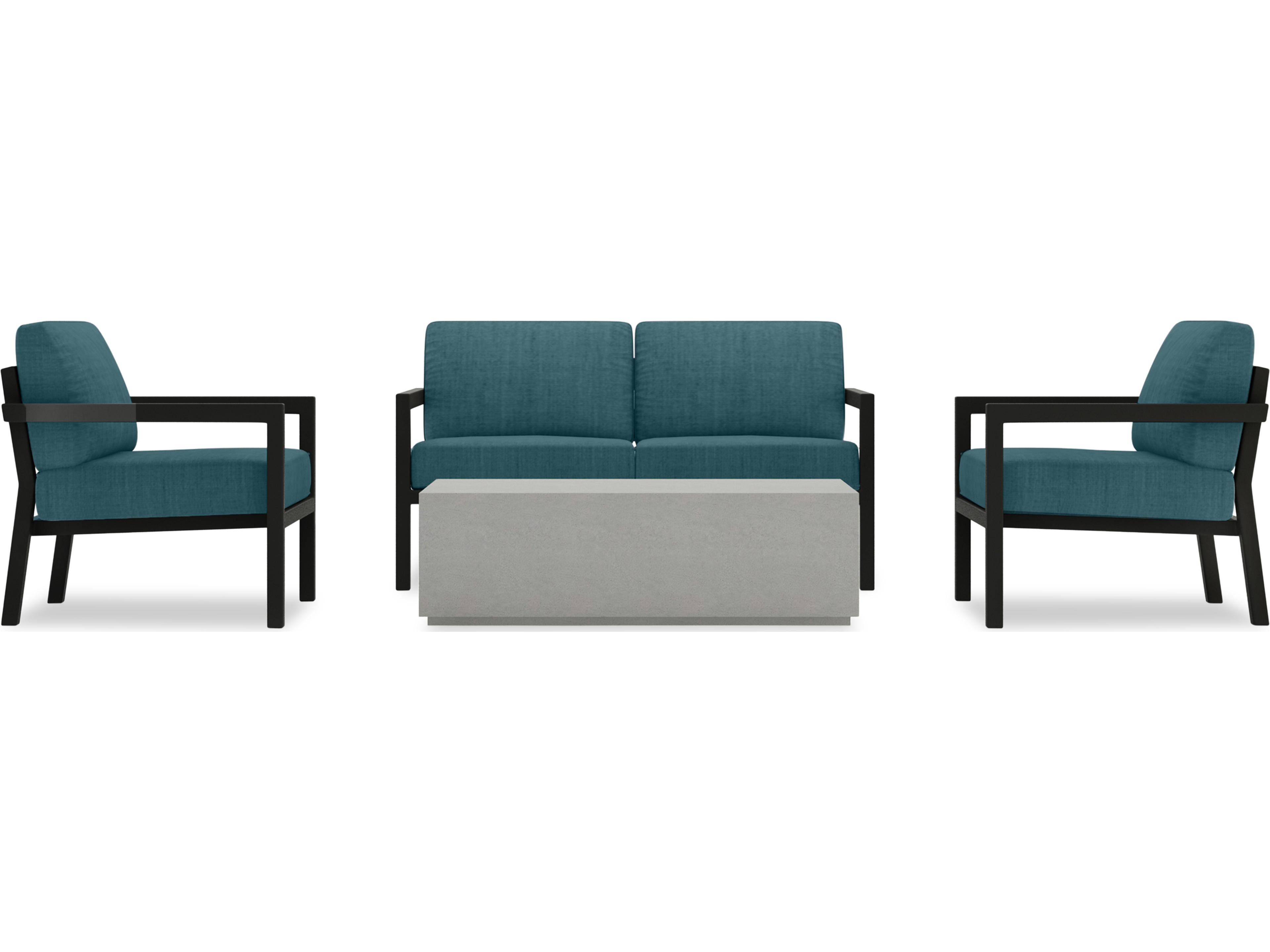 Harmonia Living Pacifica Aluminum Black Mason 4 Piece Outdoor Patio Lounge Set