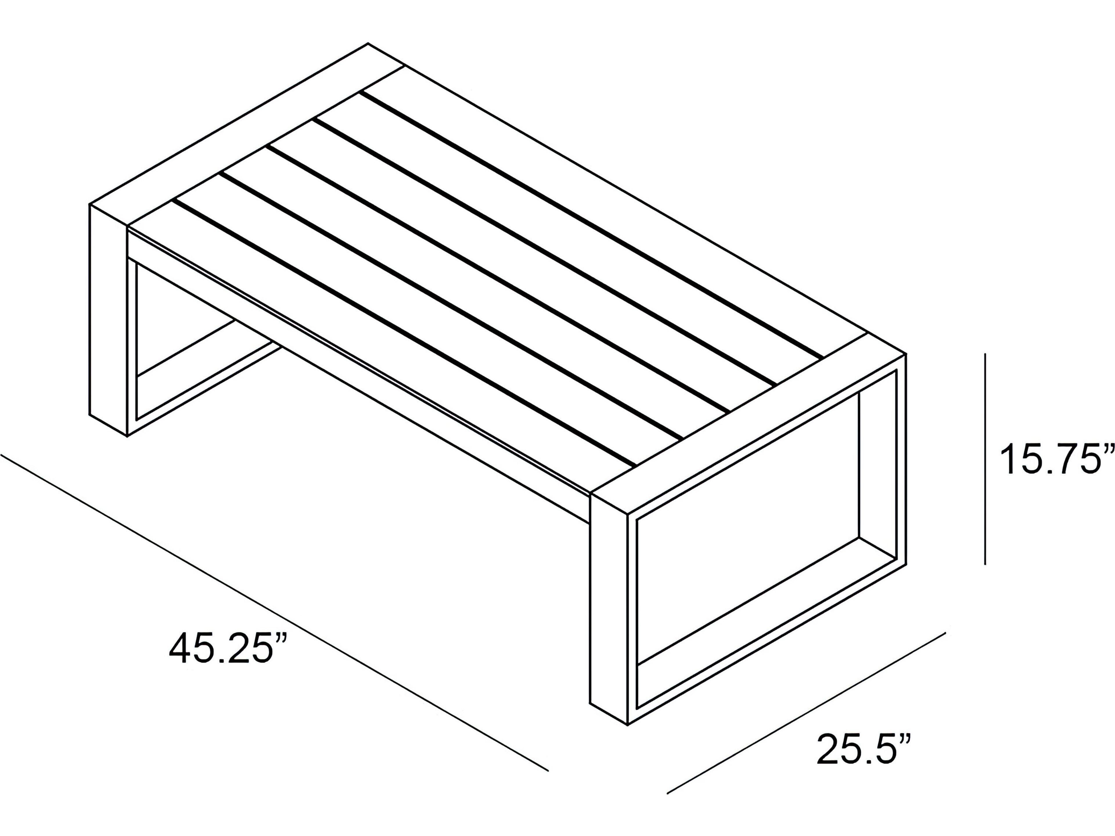 Harmonia Living Portal Aluminum Grey Rectangular Coffee table