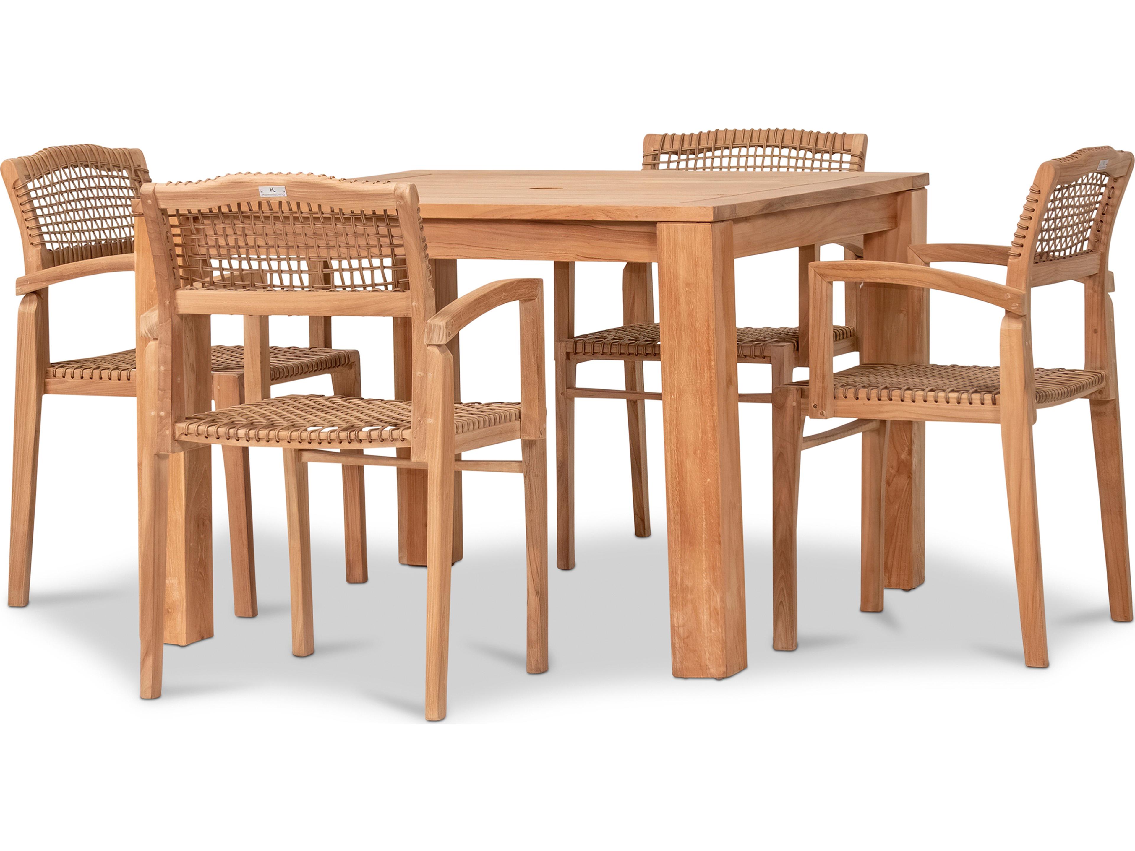 Harmonia Living Sands Teak 5 Piece Outdoor Patio Dining Set
