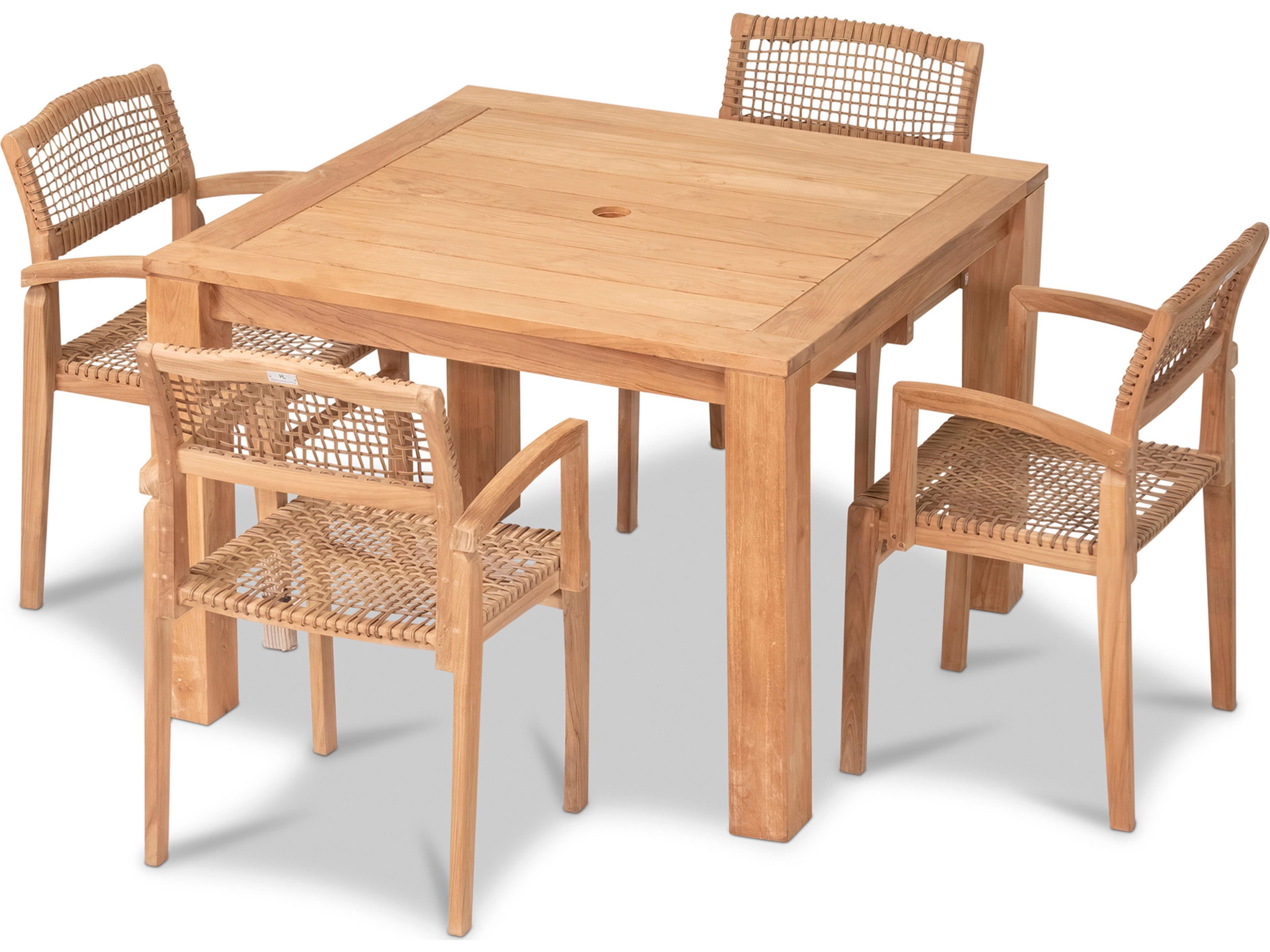 Harmonia Living Sands Teak 5 Piece Outdoor Patio Dining Set