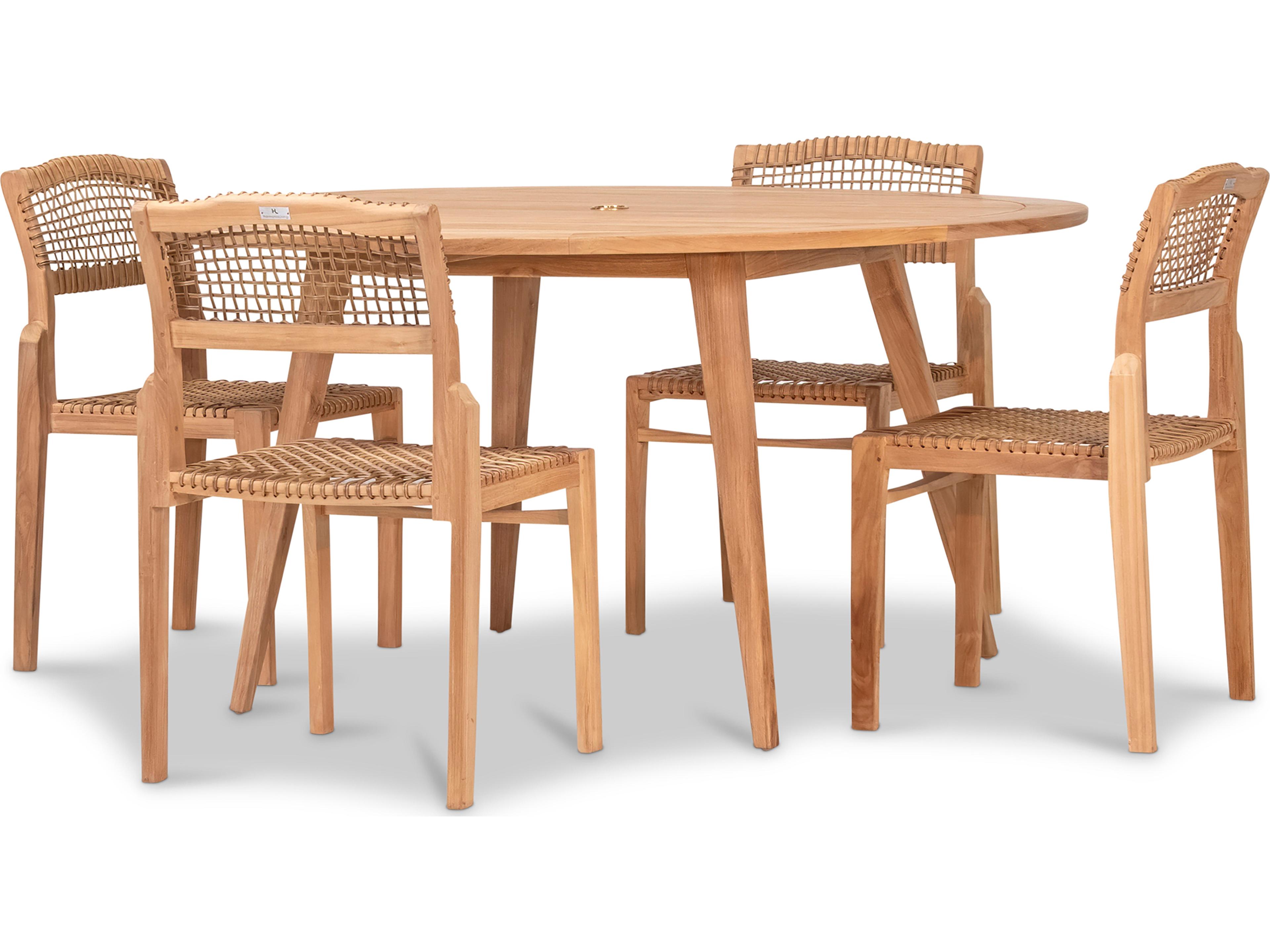 Harmonia Living Sands Teak 5 Piece Outdoor Patio Dining Set