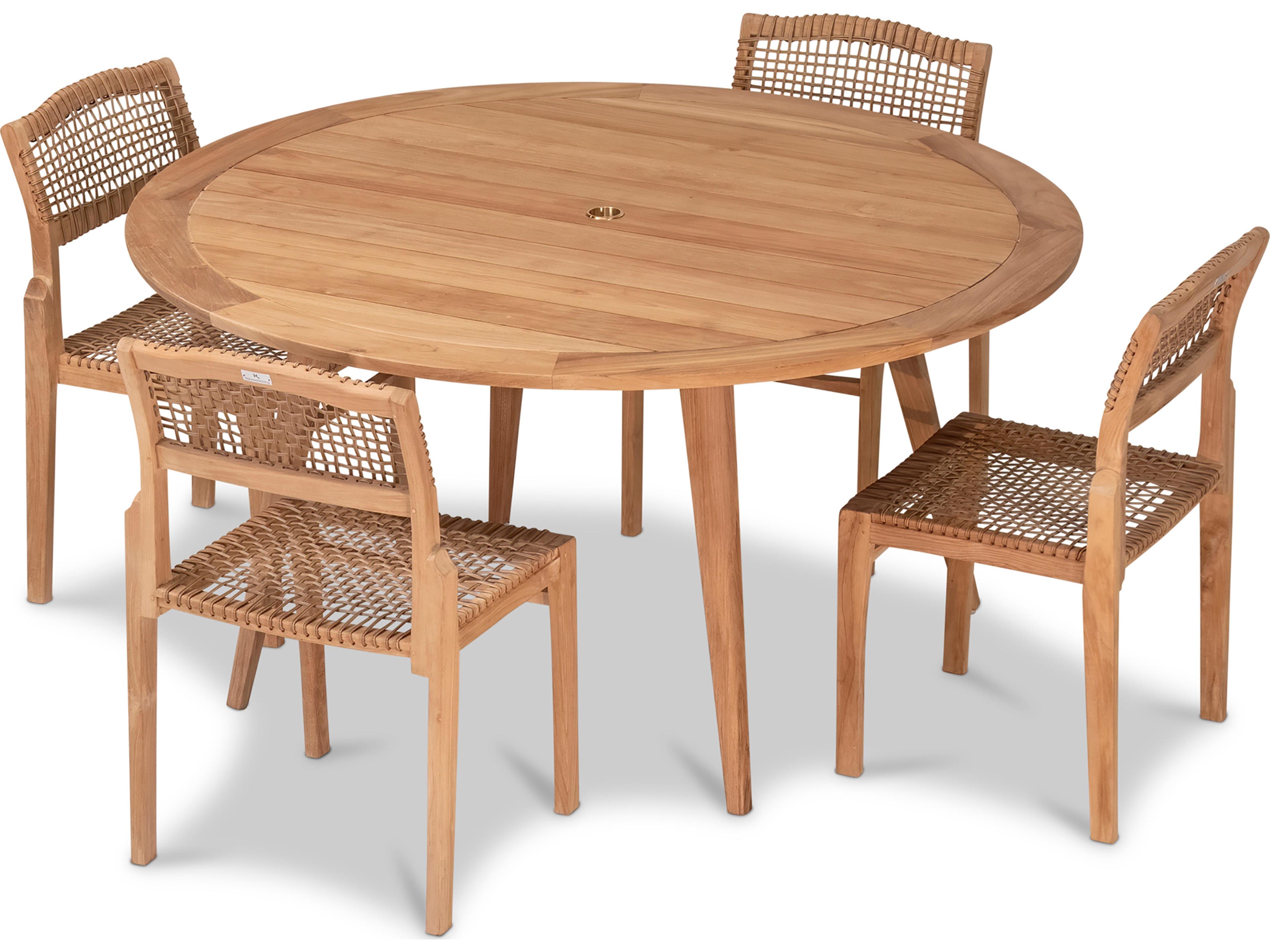 Harmonia Living Sands Teak 5 Piece Outdoor Patio Dining Set