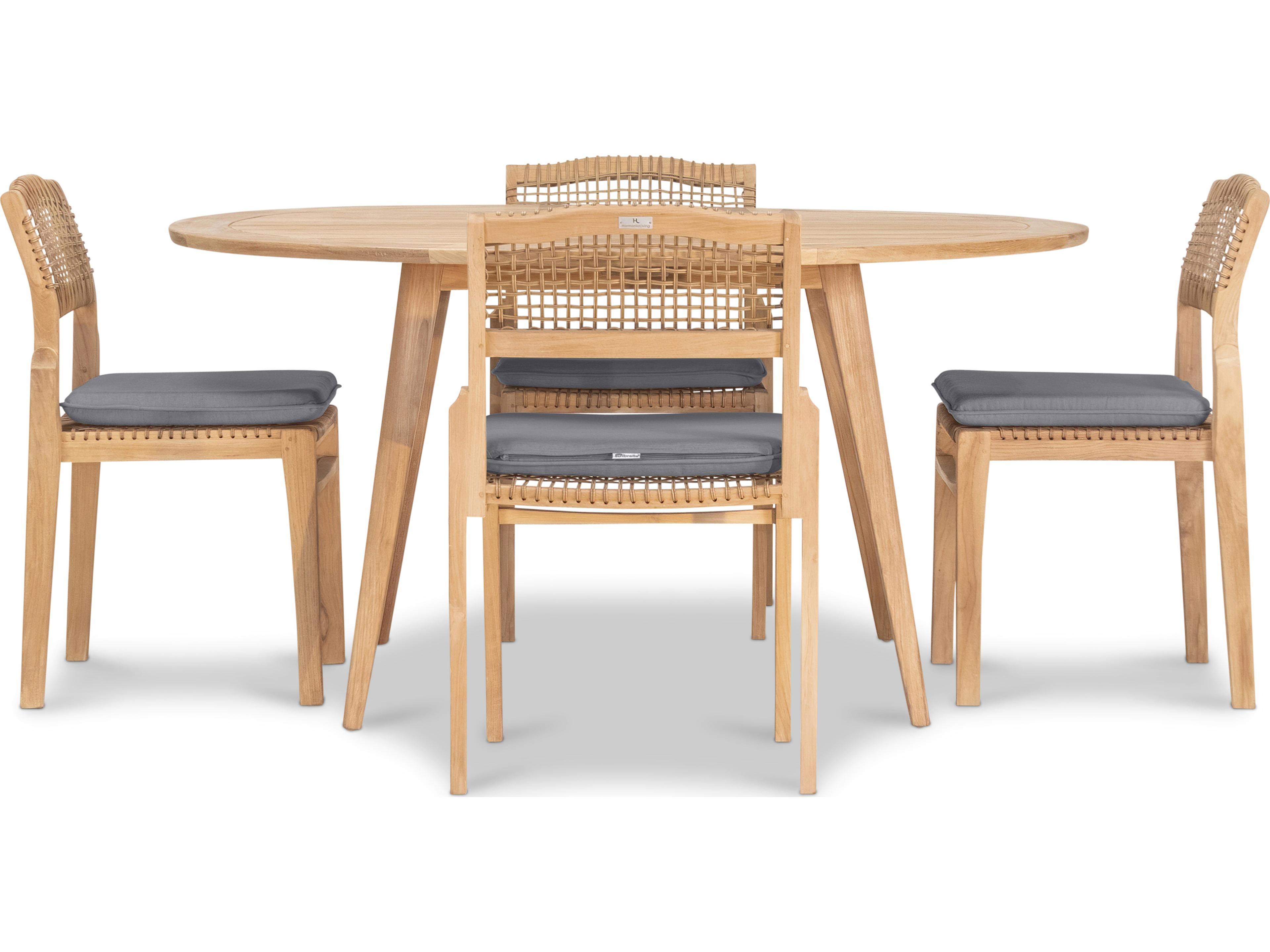 Harmonia Living Sands Teak 5 Piece Outdoor Patio Dining Set