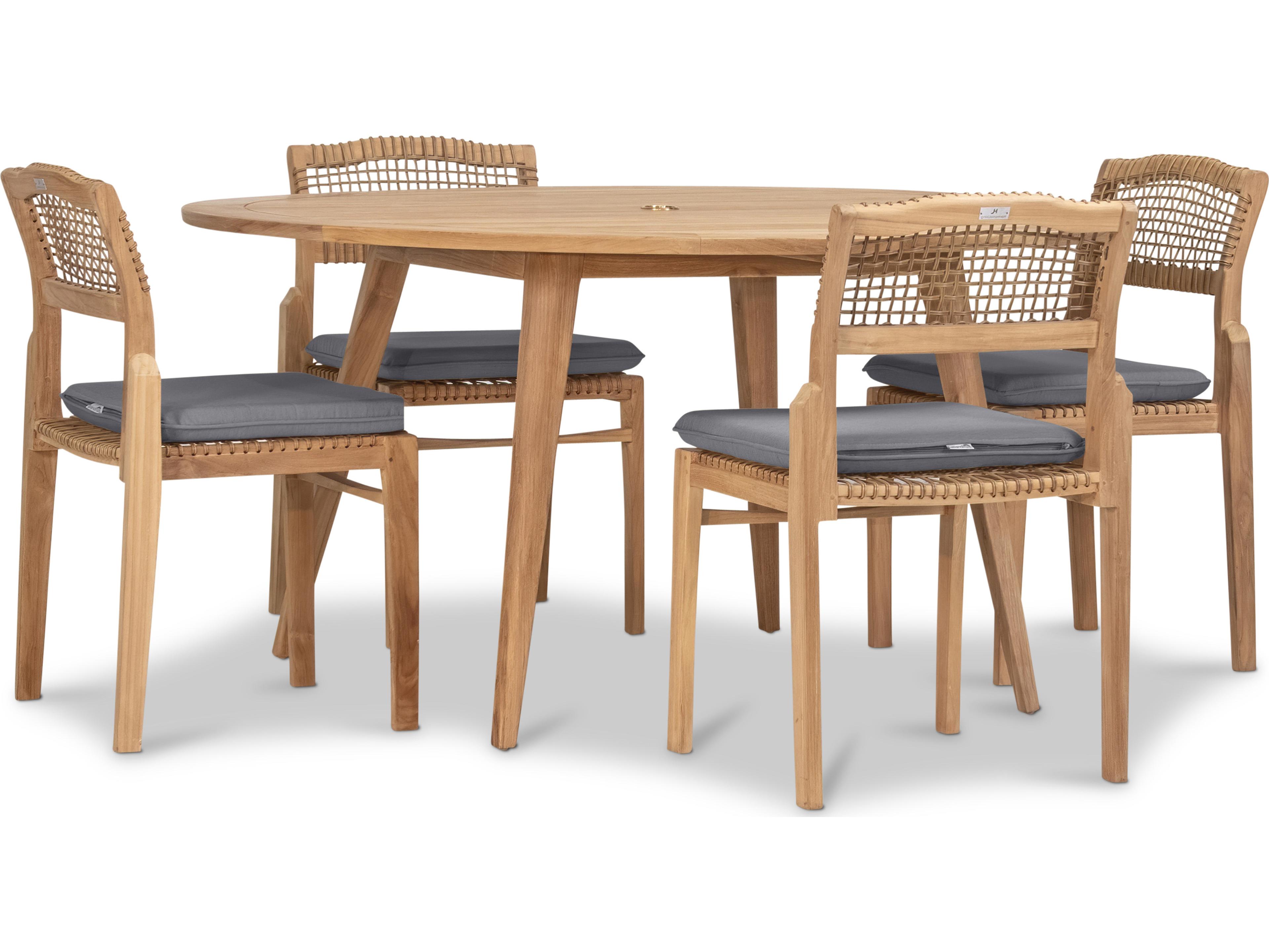 Harmonia Living Sands Teak 5 Piece Outdoor Patio Dining Set