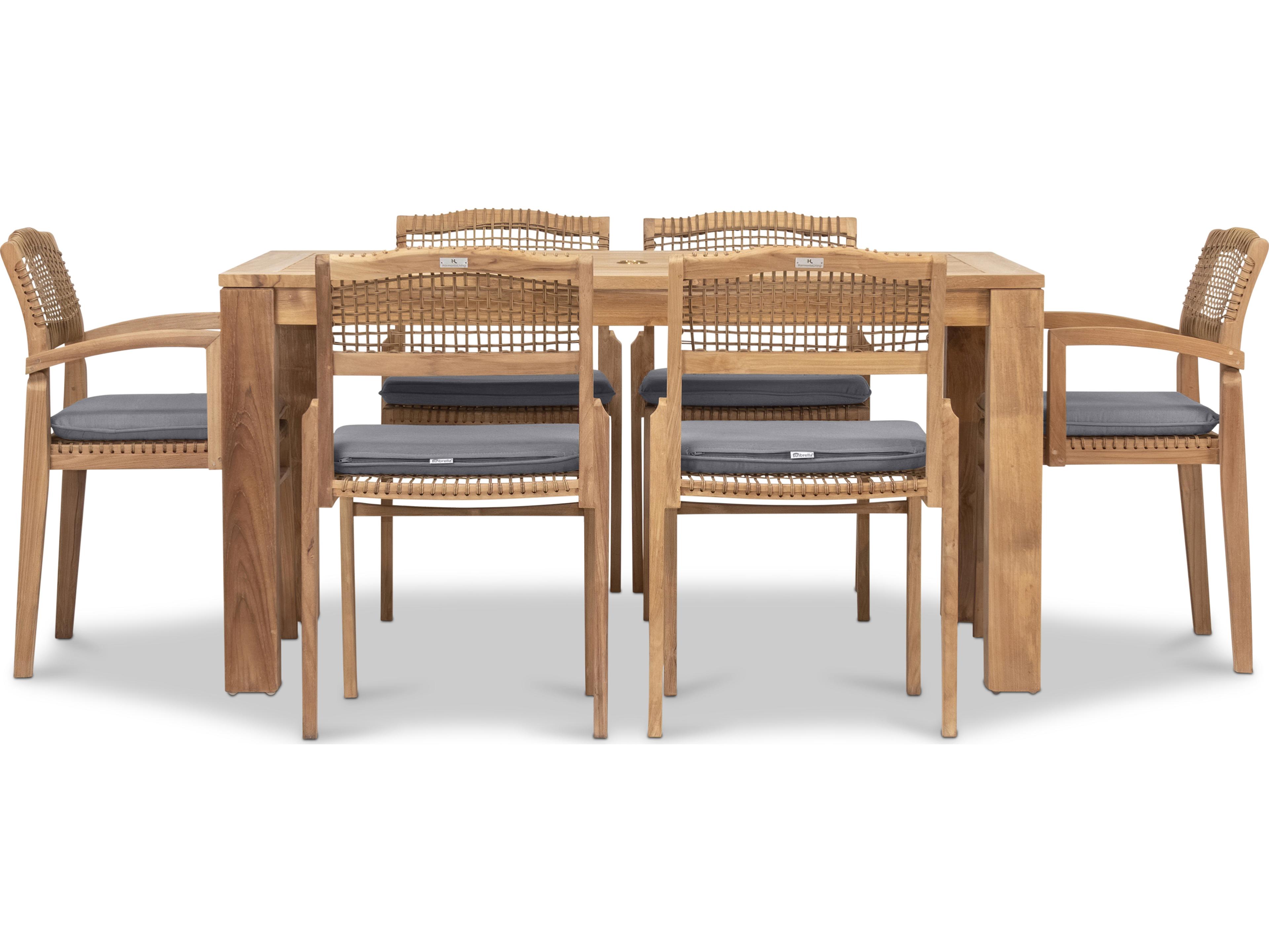 Harmonia Living Sands Teak 7 Piece Patio Dining Set