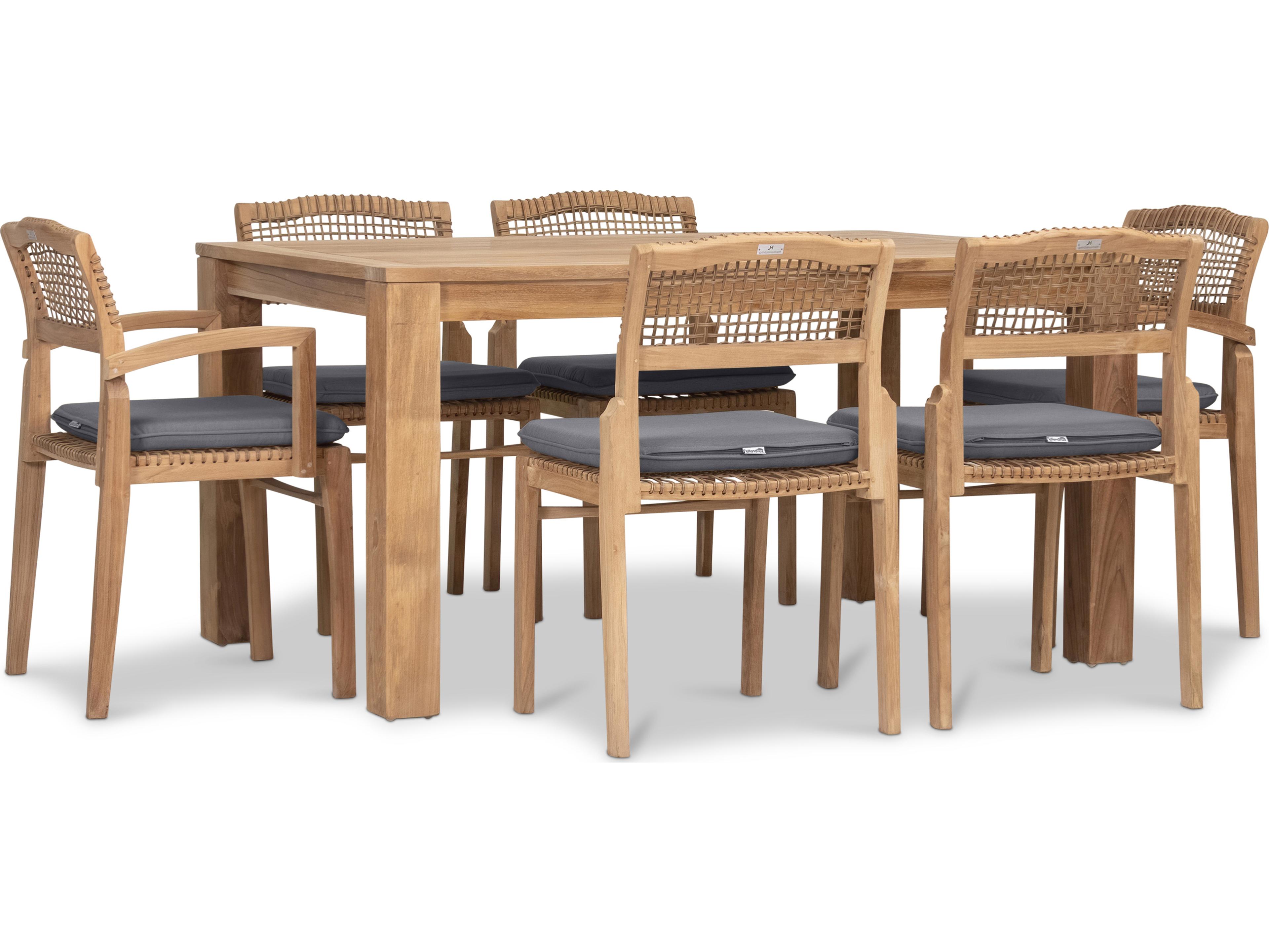 Harmonia Living Sands Teak 7 Piece Patio Dining Set
