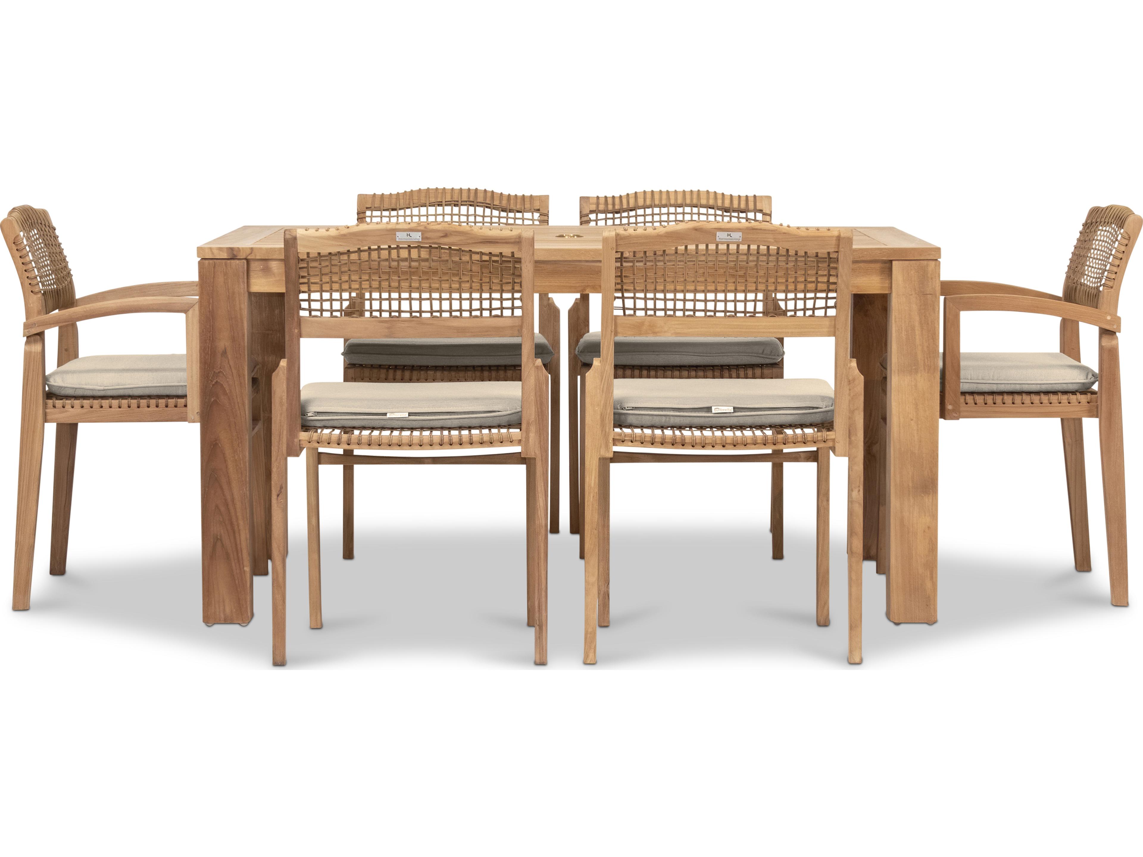 Harmonia Living Sands Teak 7 Piece Patio Dining Set