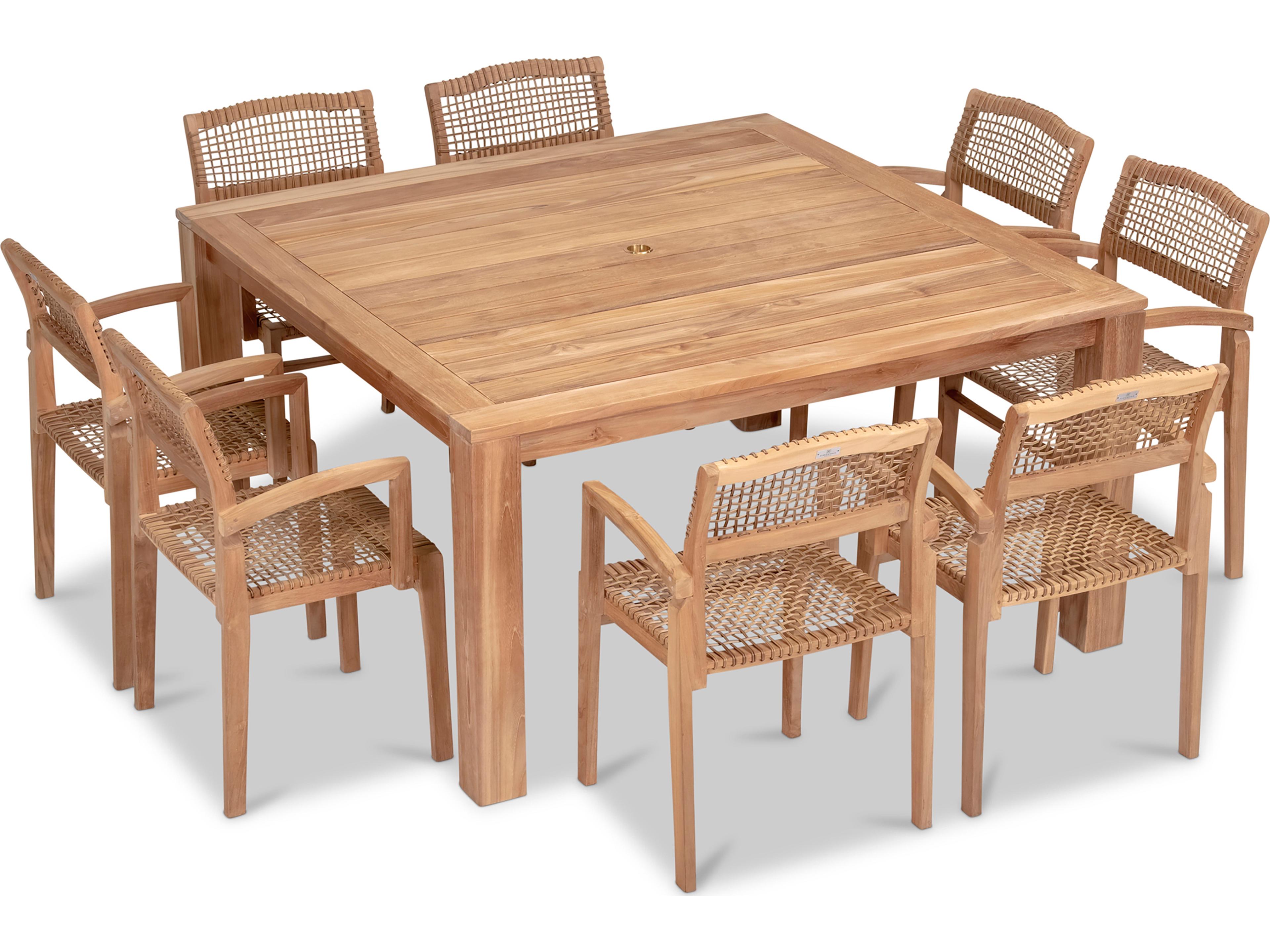 Harmonia Living Sands Teak 9 Piece Outdoor Dining Set