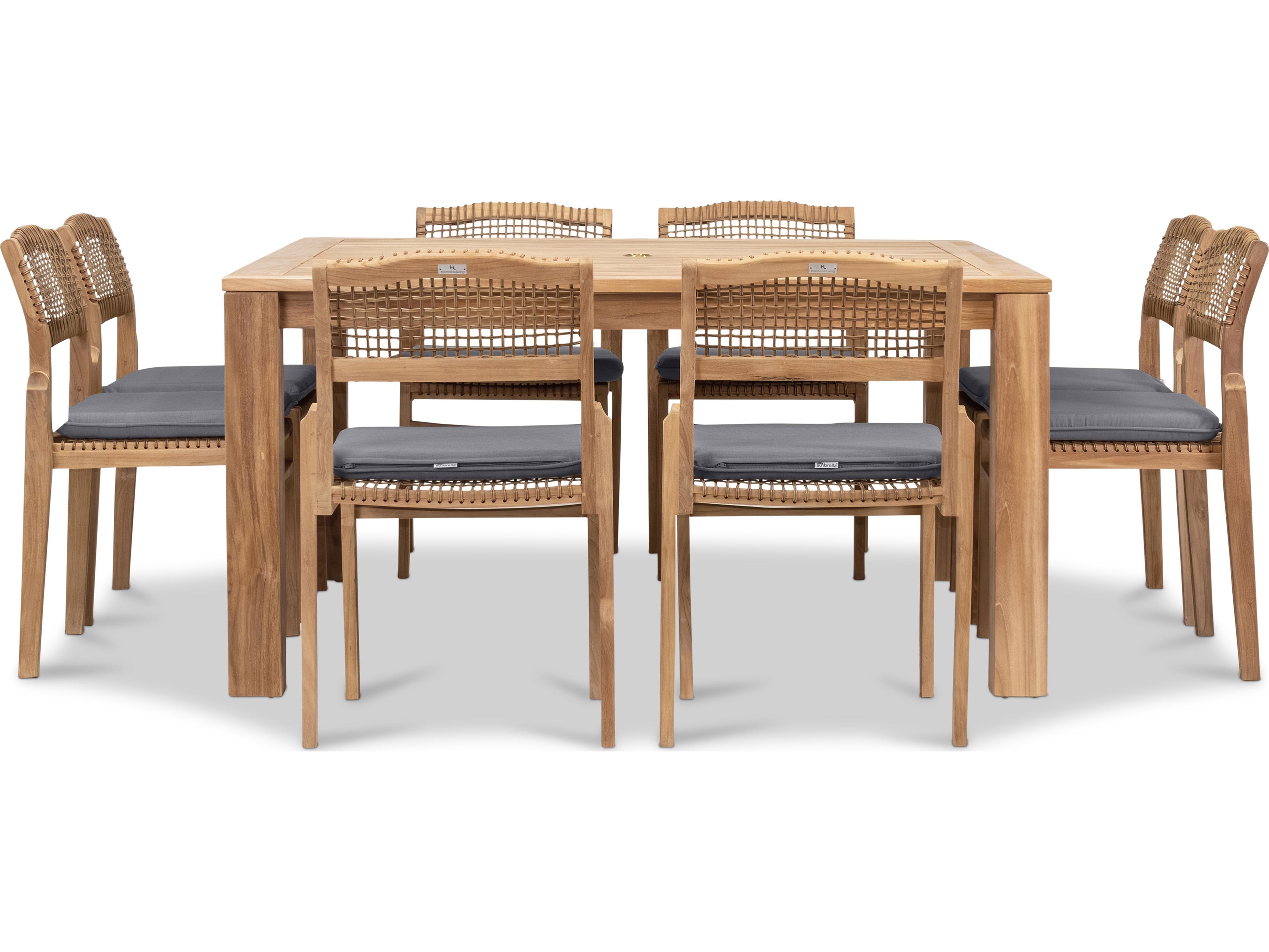 Harmonia Living Sands Teak 9 Piece Patio Dining Set