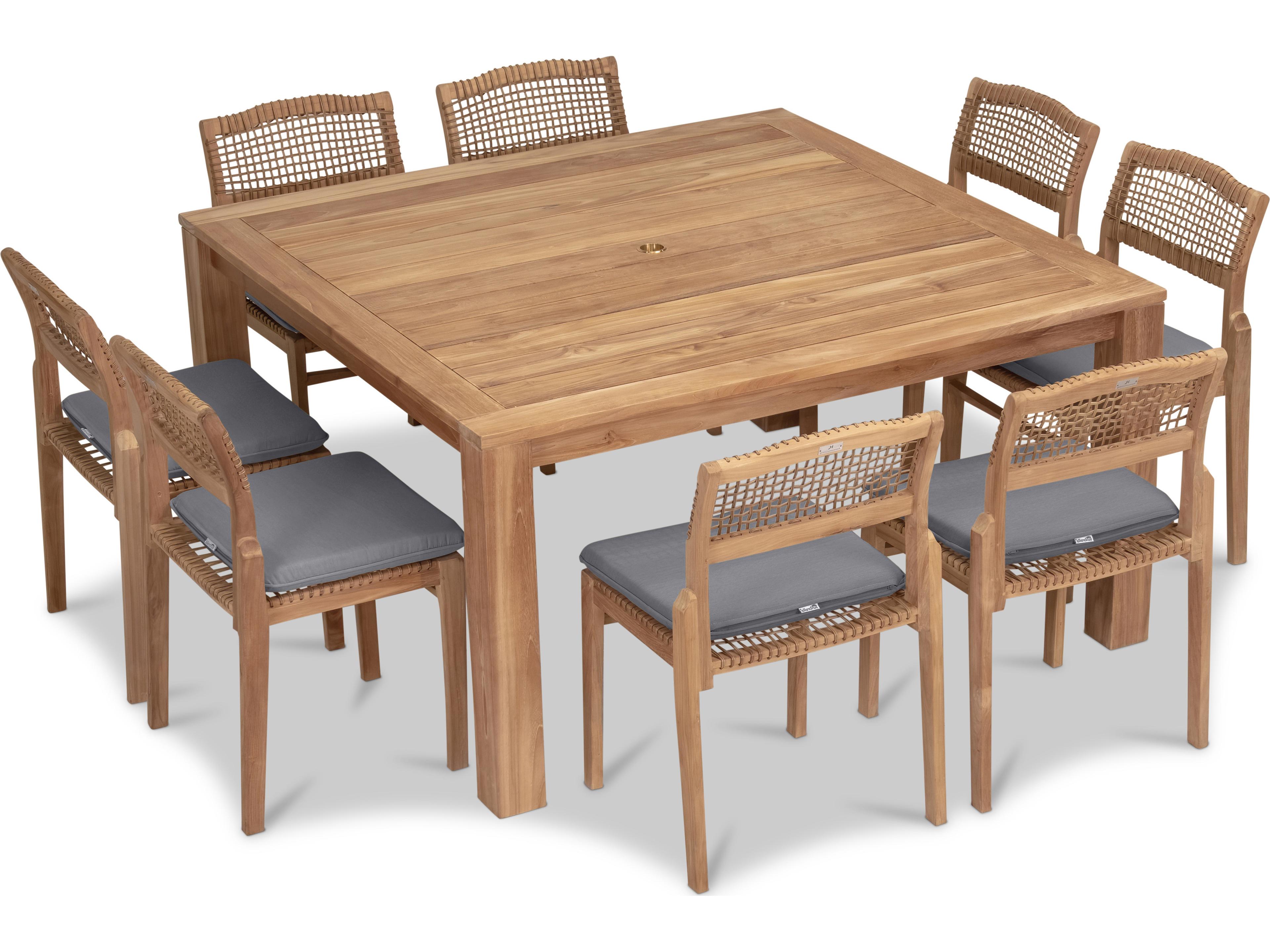 Harmonia Living Sands Teak 9 Piece Patio Dining Set