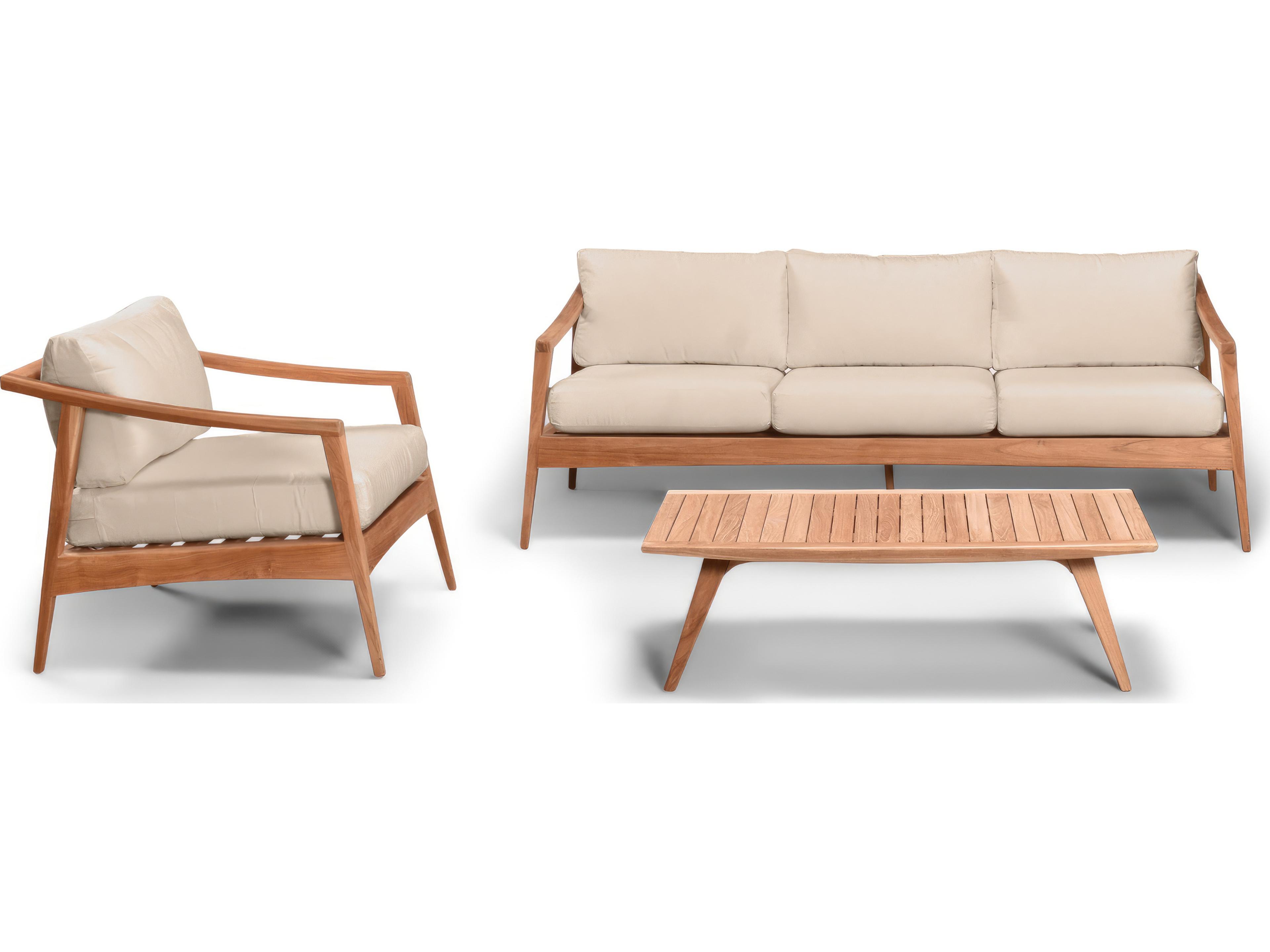 Harmonia Living Tango Teak 3 Piece Sofa Patio Lounge Set
