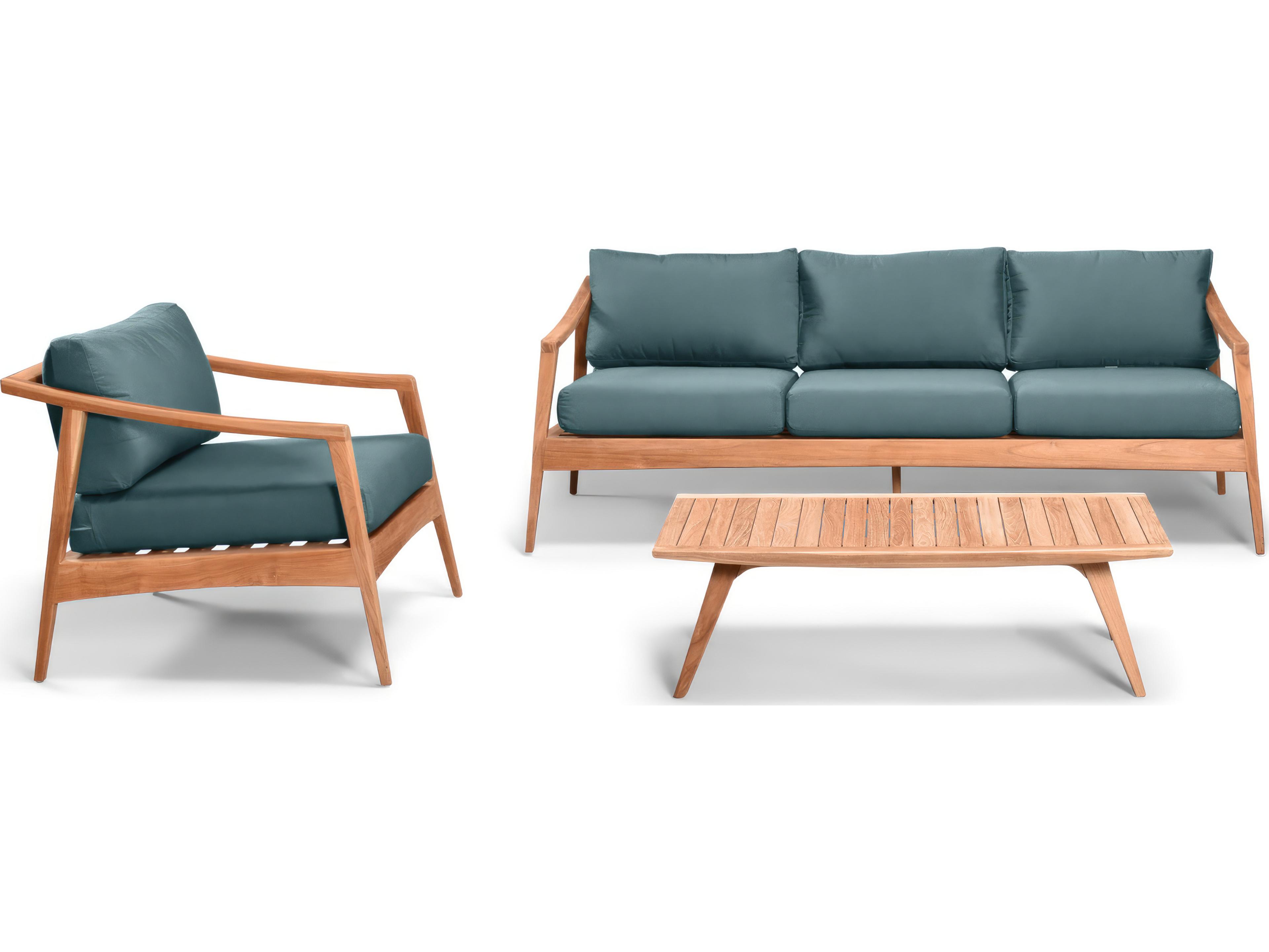 Harmonia Living Tango Teak 3 Piece Sofa Patio Lounge Set