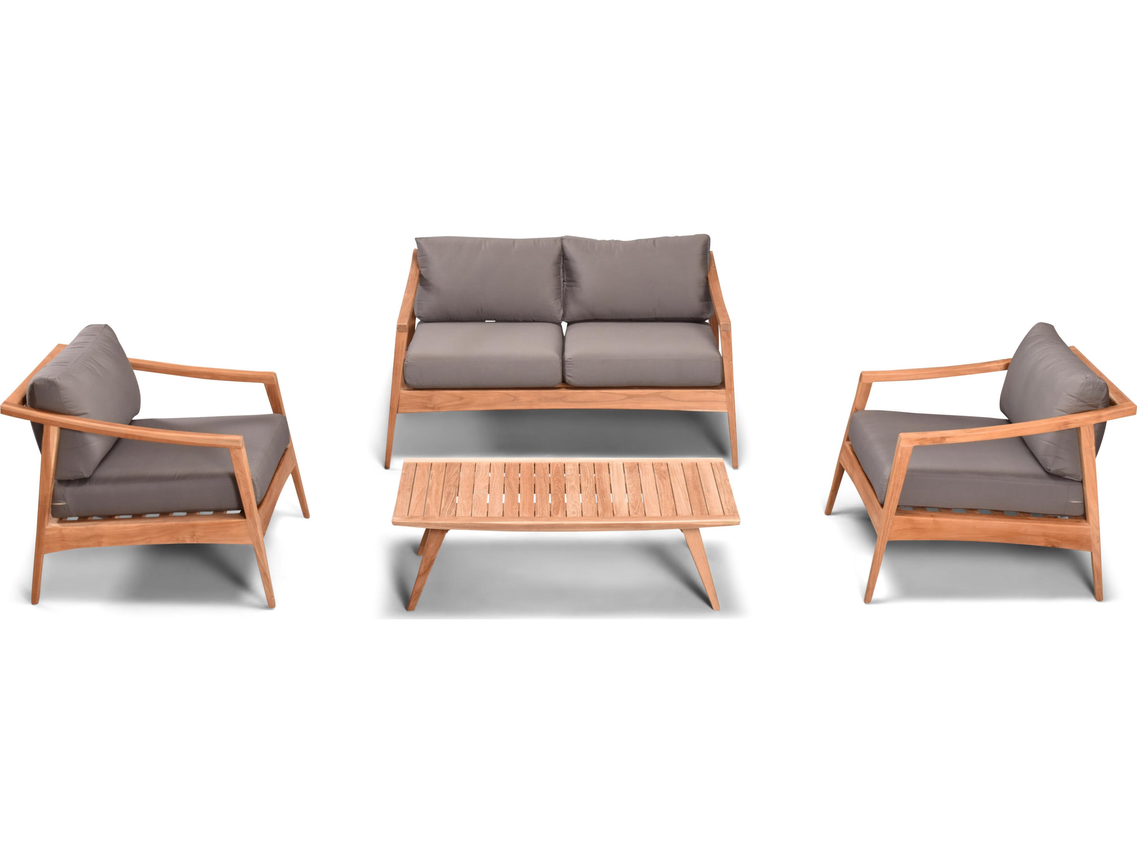 Harmonia Living Tango Teak 3 Piece Loveseat Outdoor Lounge Set