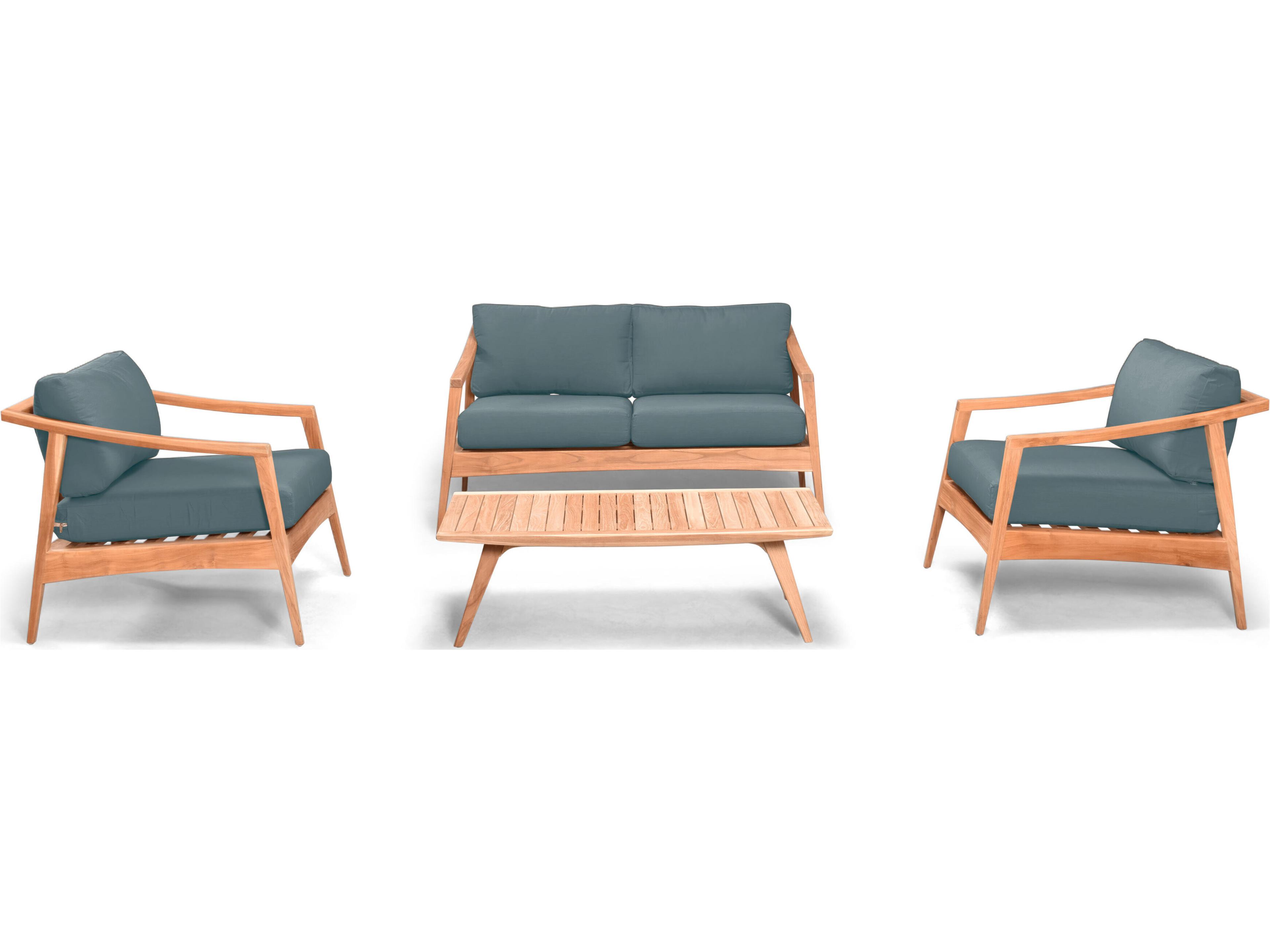 Harmonia Living Tango Teak 3 Piece Loveseat Outdoor Lounge Set