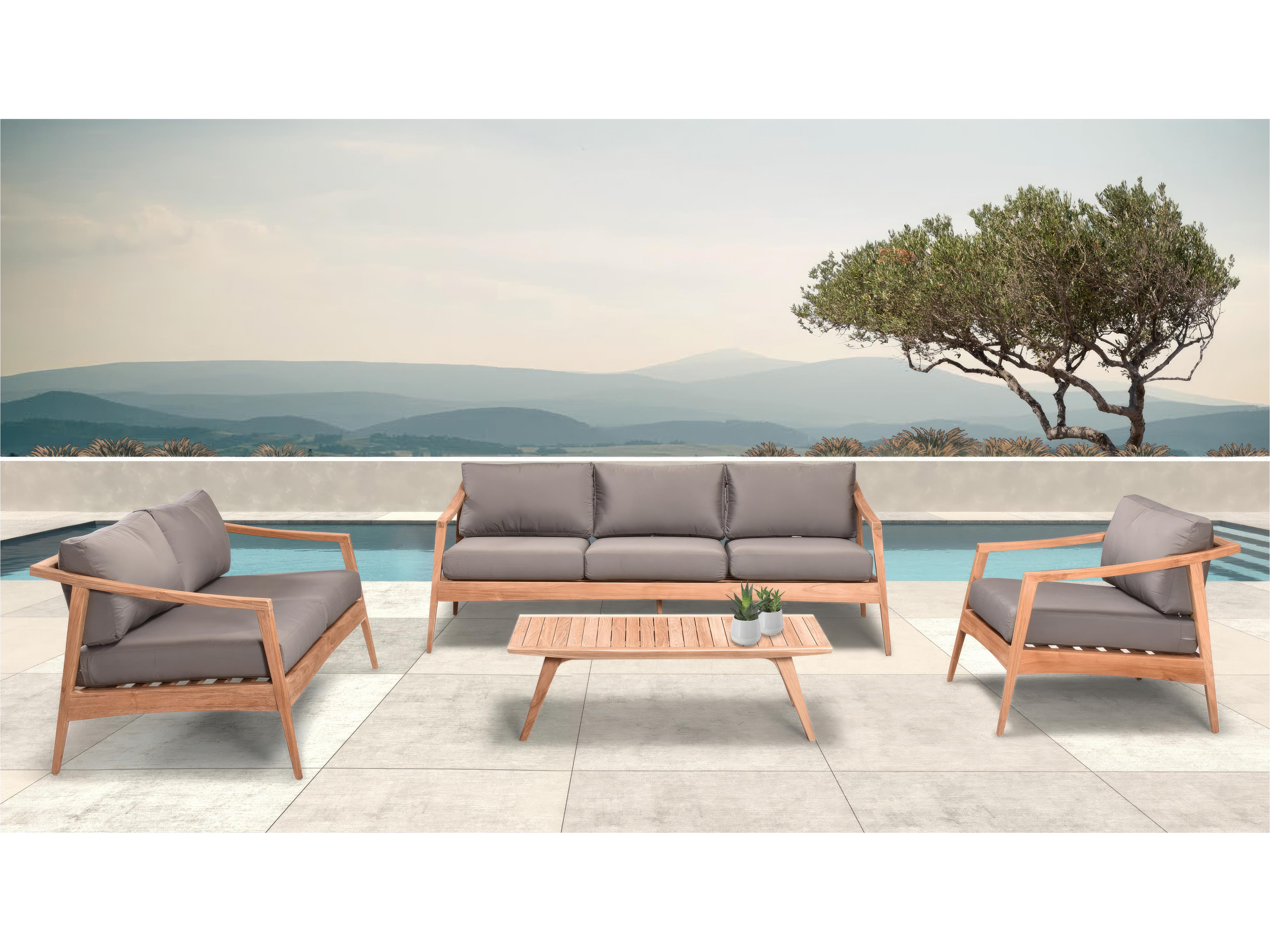 Tango Teak 4 Piece Sofa Outdoor Patio Lounge Set