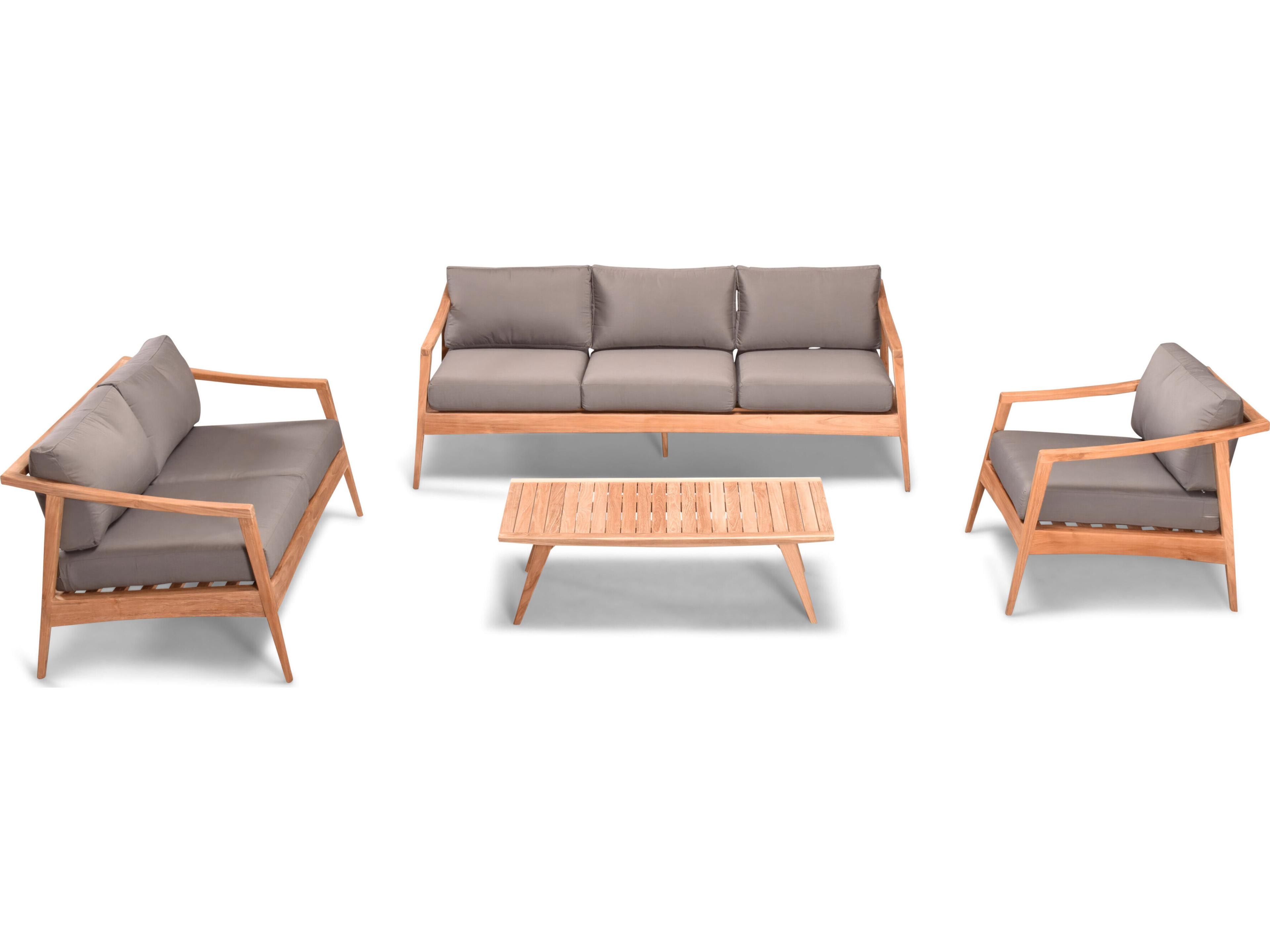 Harmonia Living Tango Teak 4 Piece Sofa Outdoor Patio Lounge Set