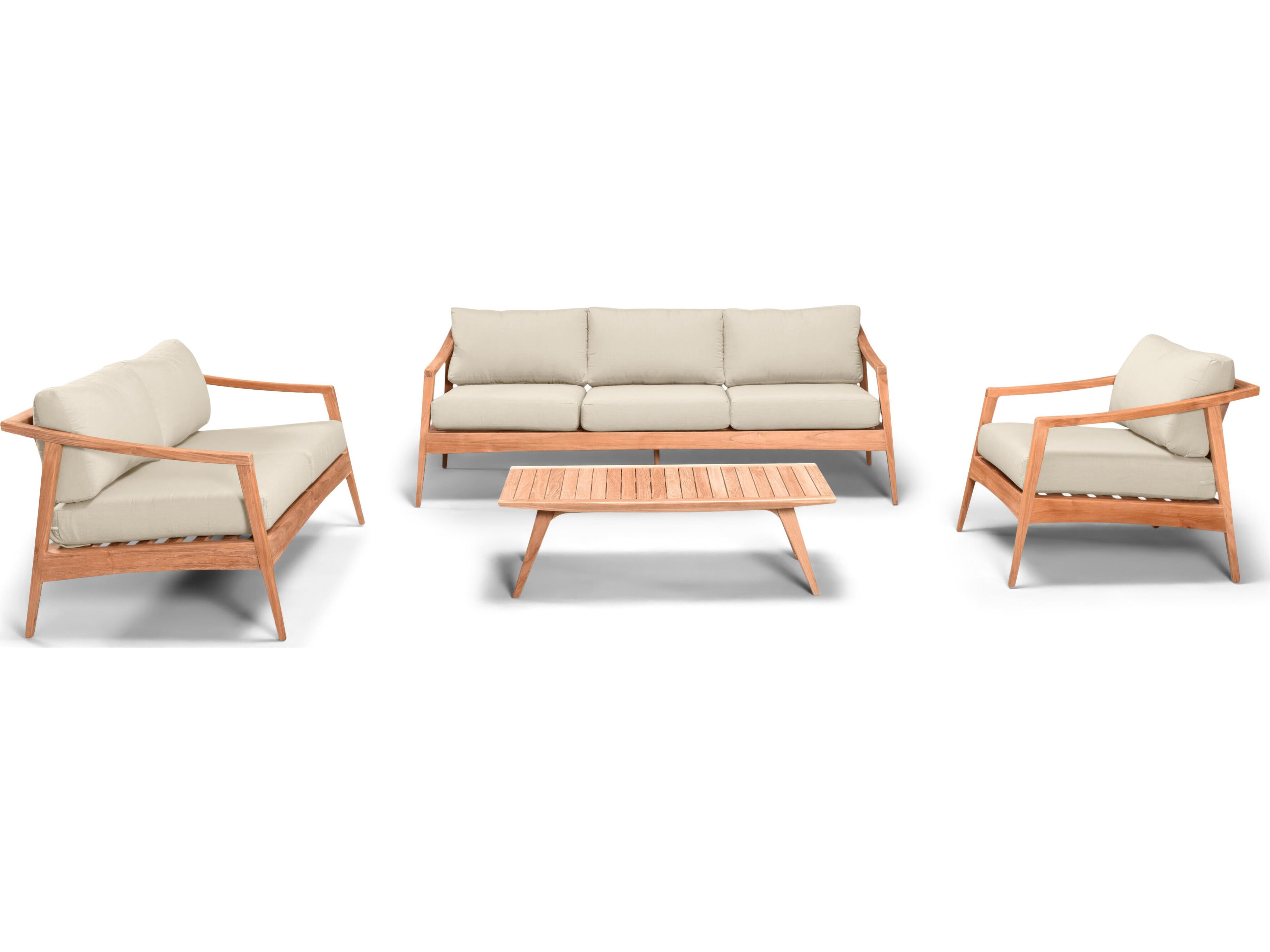 Harmonia Living Tango Teak 4 Piece Sofa Outdoor Patio Lounge Set