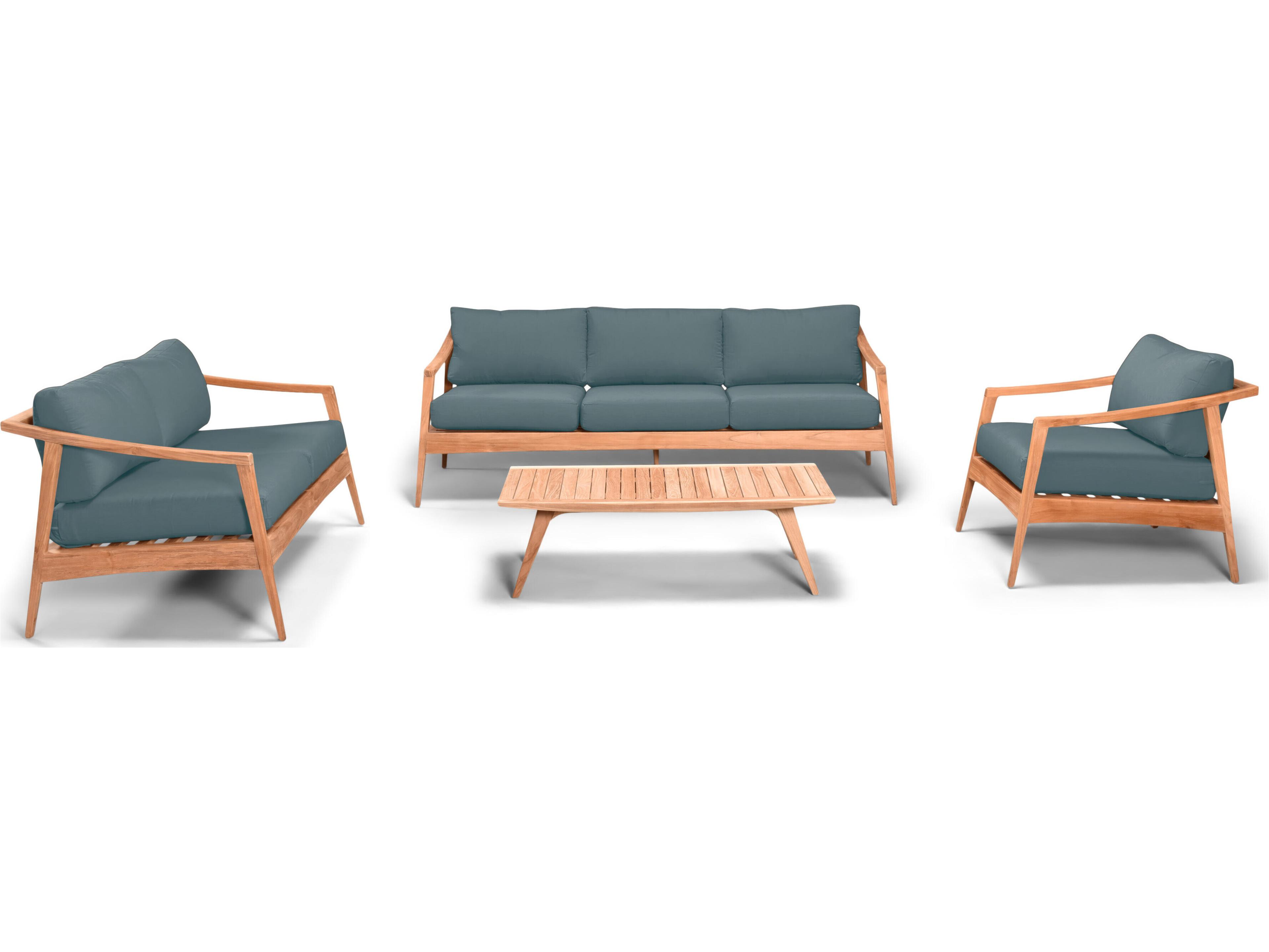 Harmonia Living Tango Teak 4 Piece Sofa Outdoor Patio Lounge Set