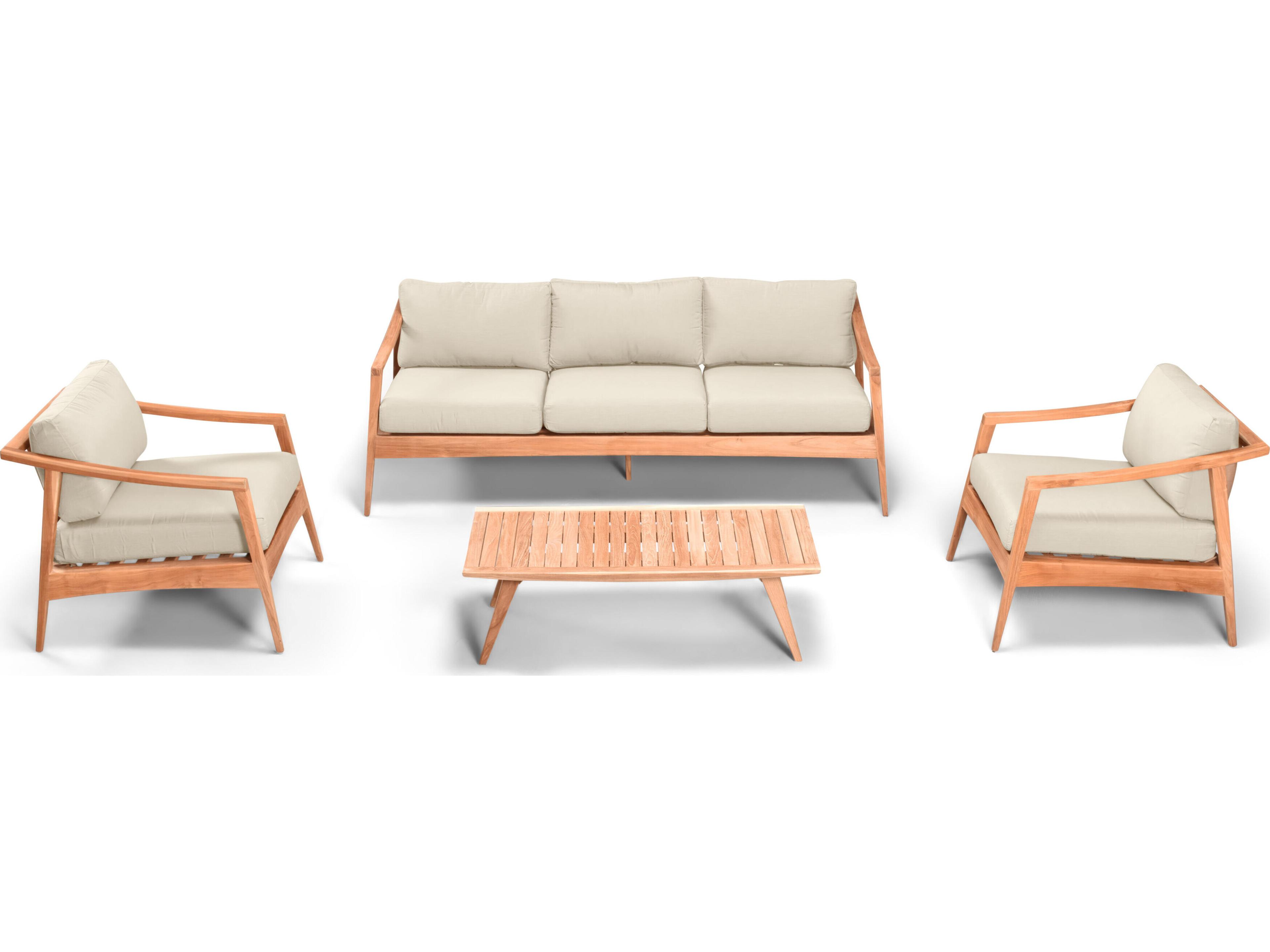 Harmonia Living Tango Teak 4 Piece Sofa Patio Lounge Set