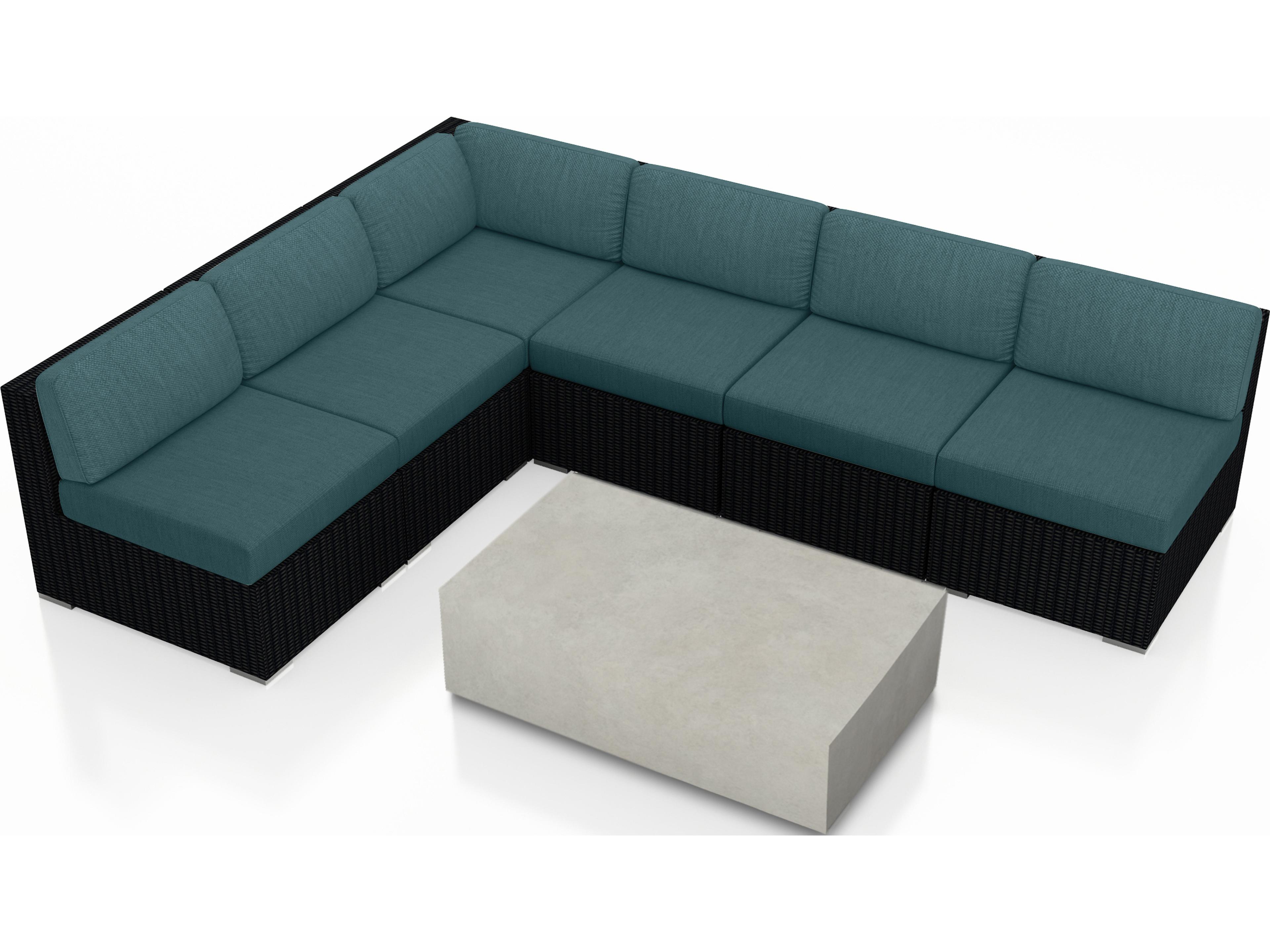 Harmonia Living Urbana HDPE Wicker Mason 7 Piece Sectional Outdoor Lounge Set