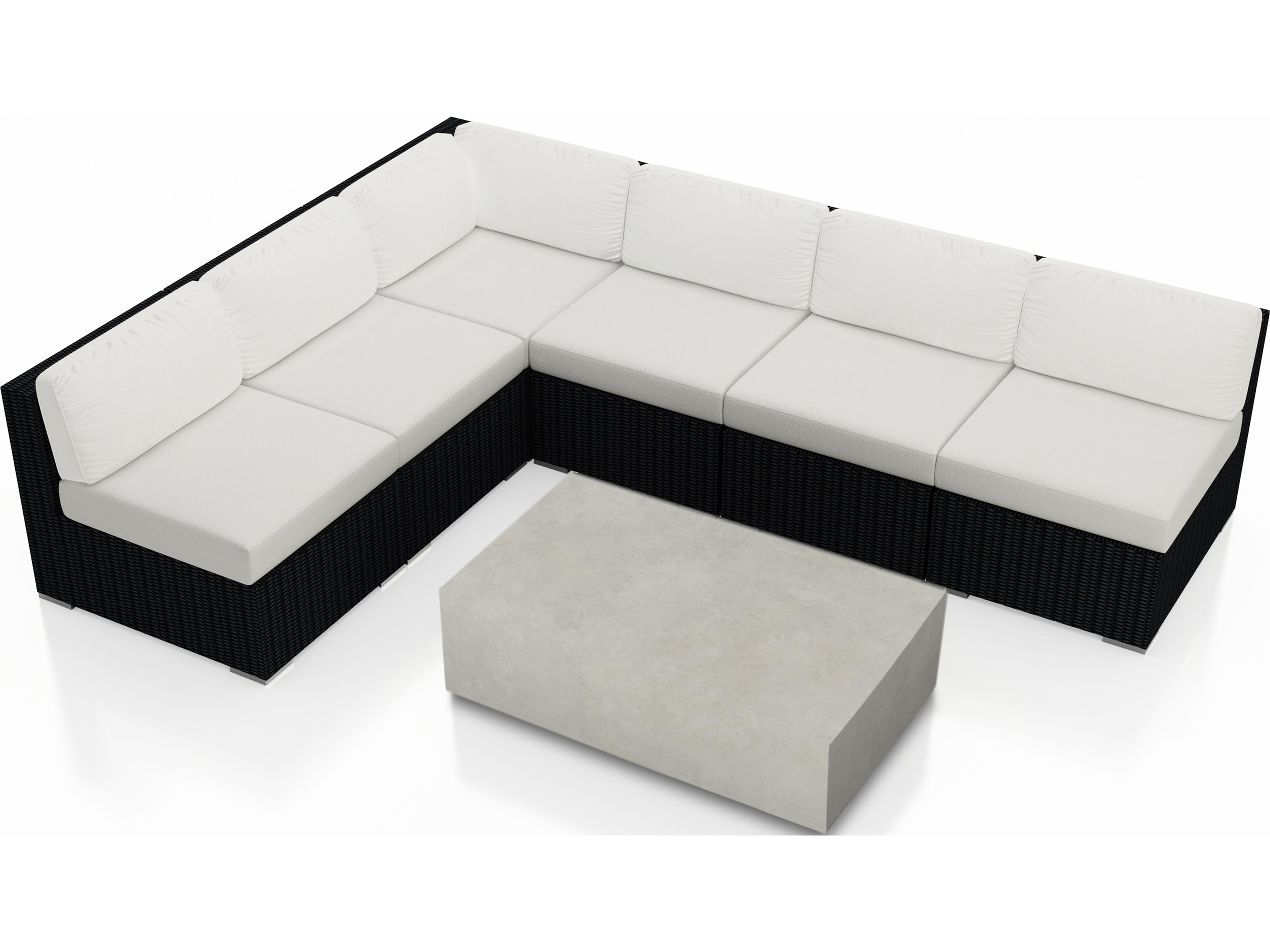 Harmonia Living Urbana HDPE Wicker Mason 7 Piece Sectional Outdoor Lounge Set