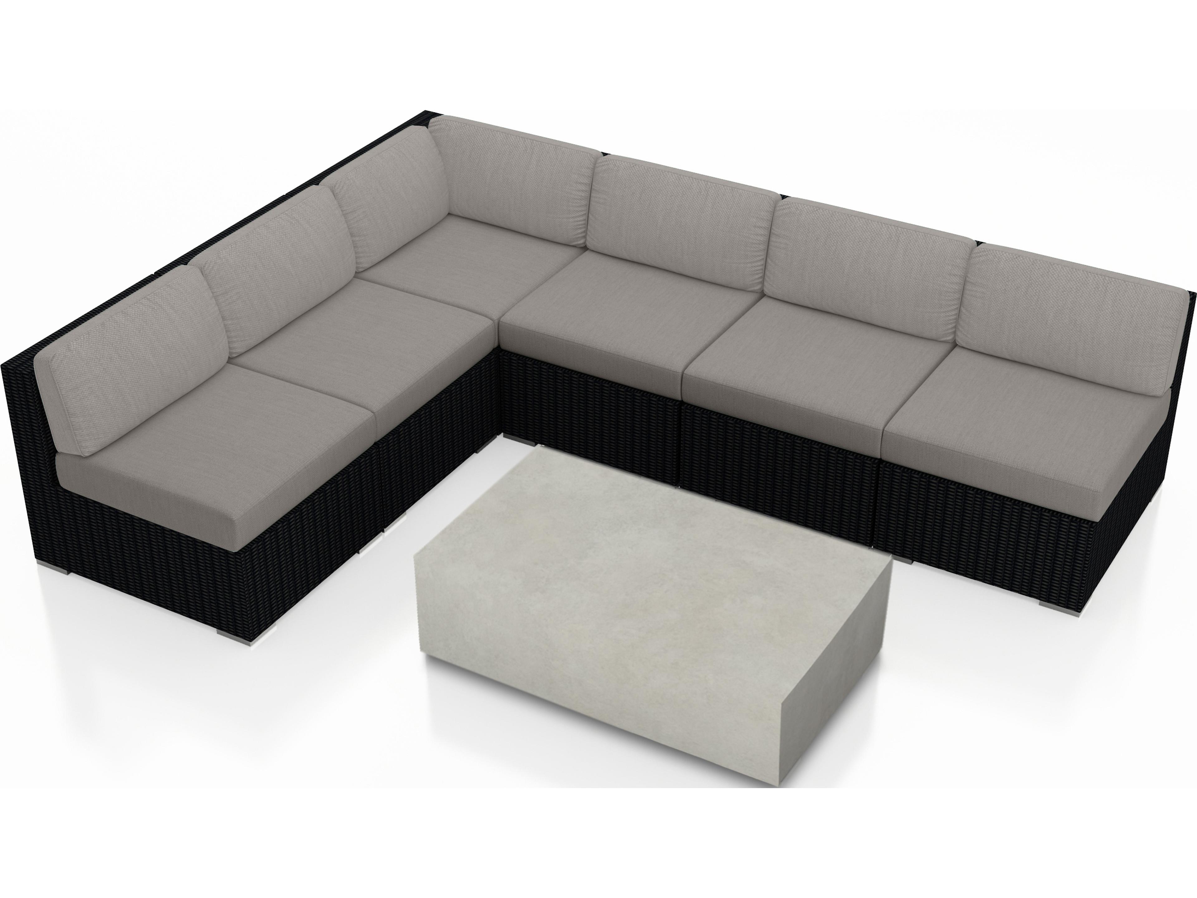 Harmonia Living Urbana HDPE Wicker Mason 7 Piece Sectional Outdoor Lounge Set