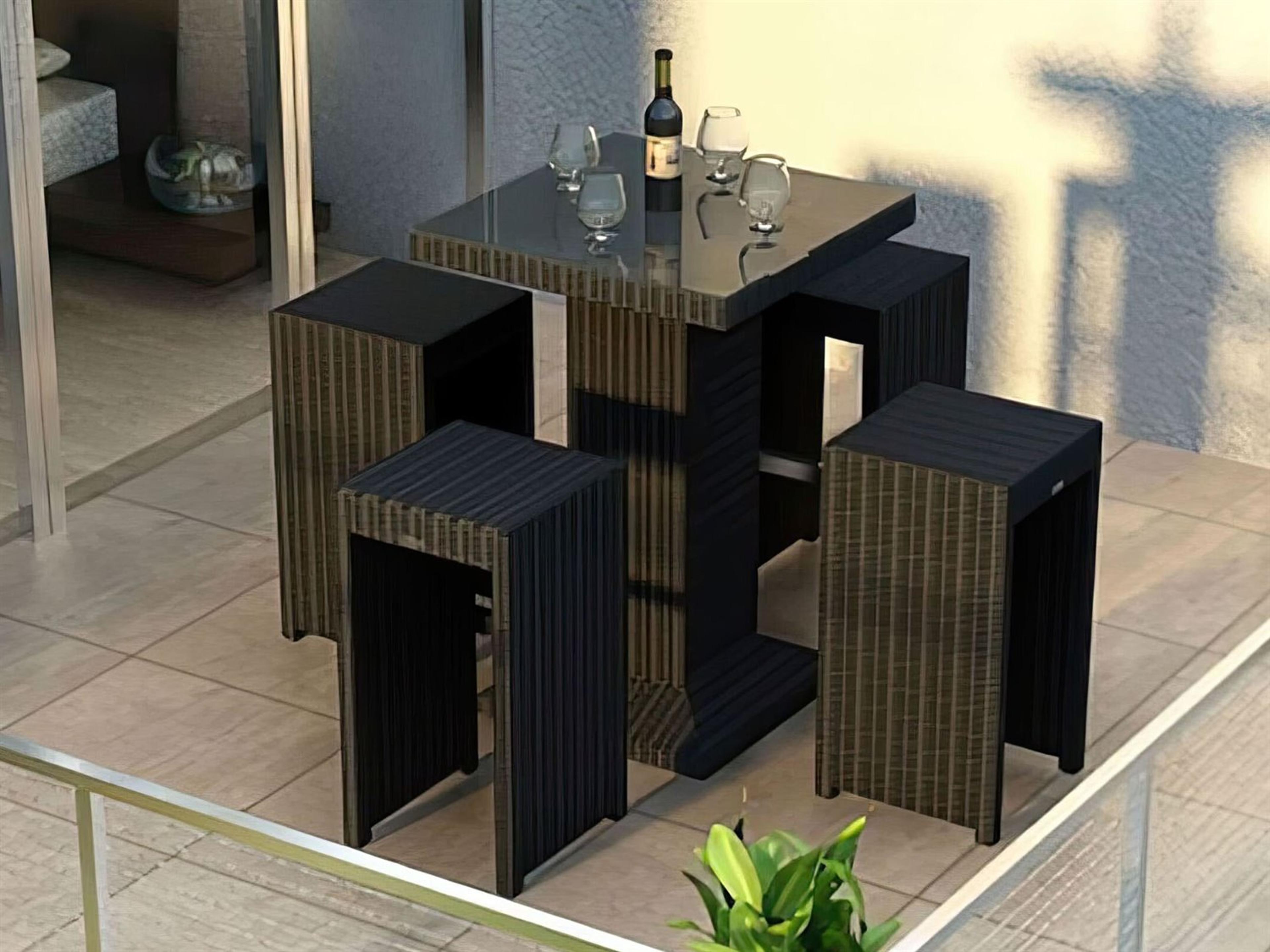 Urbana HDPE Wicker 5 Piece Bar Set