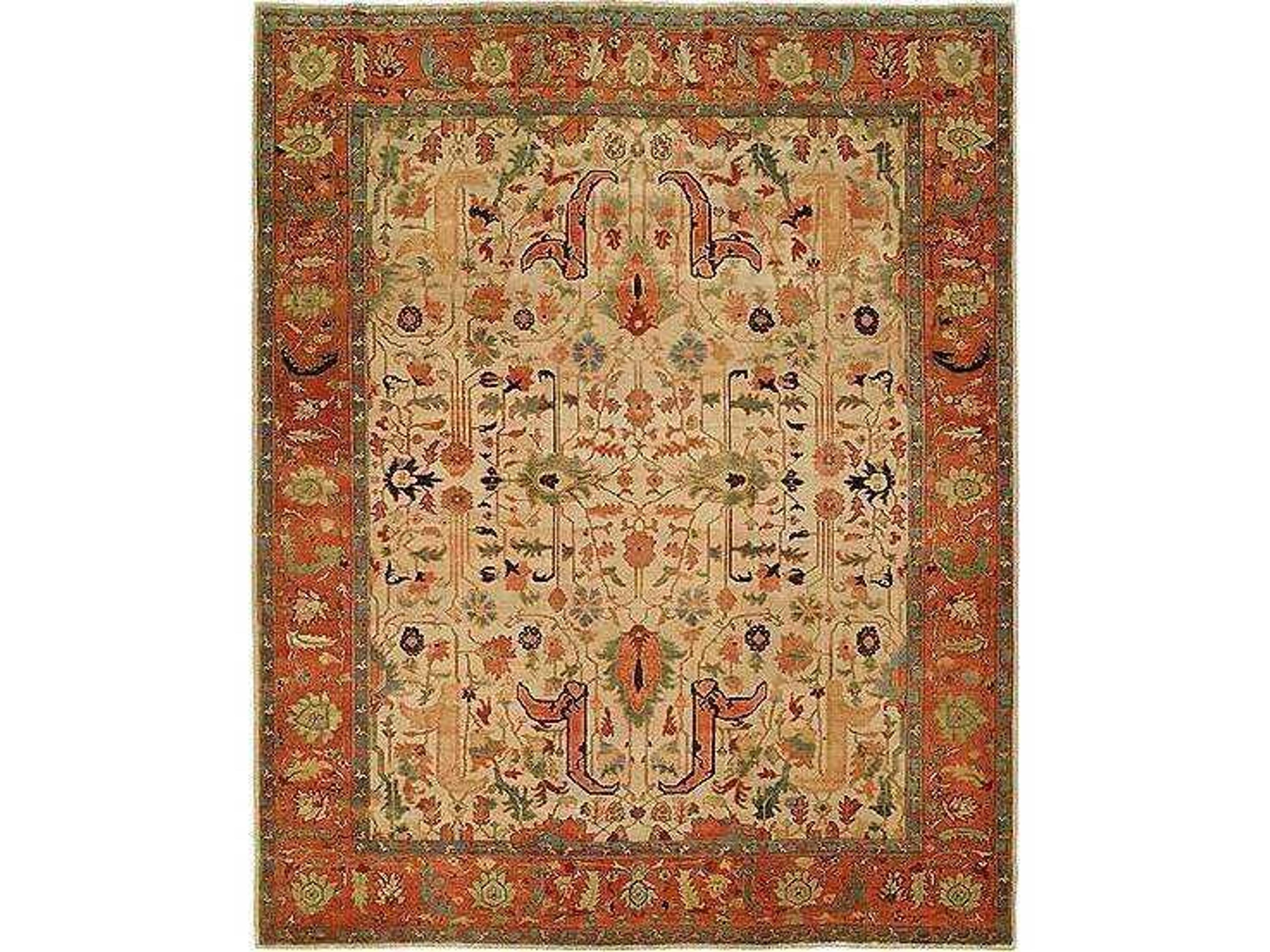 Antique Heriz Ivory - Rust Area Rug
