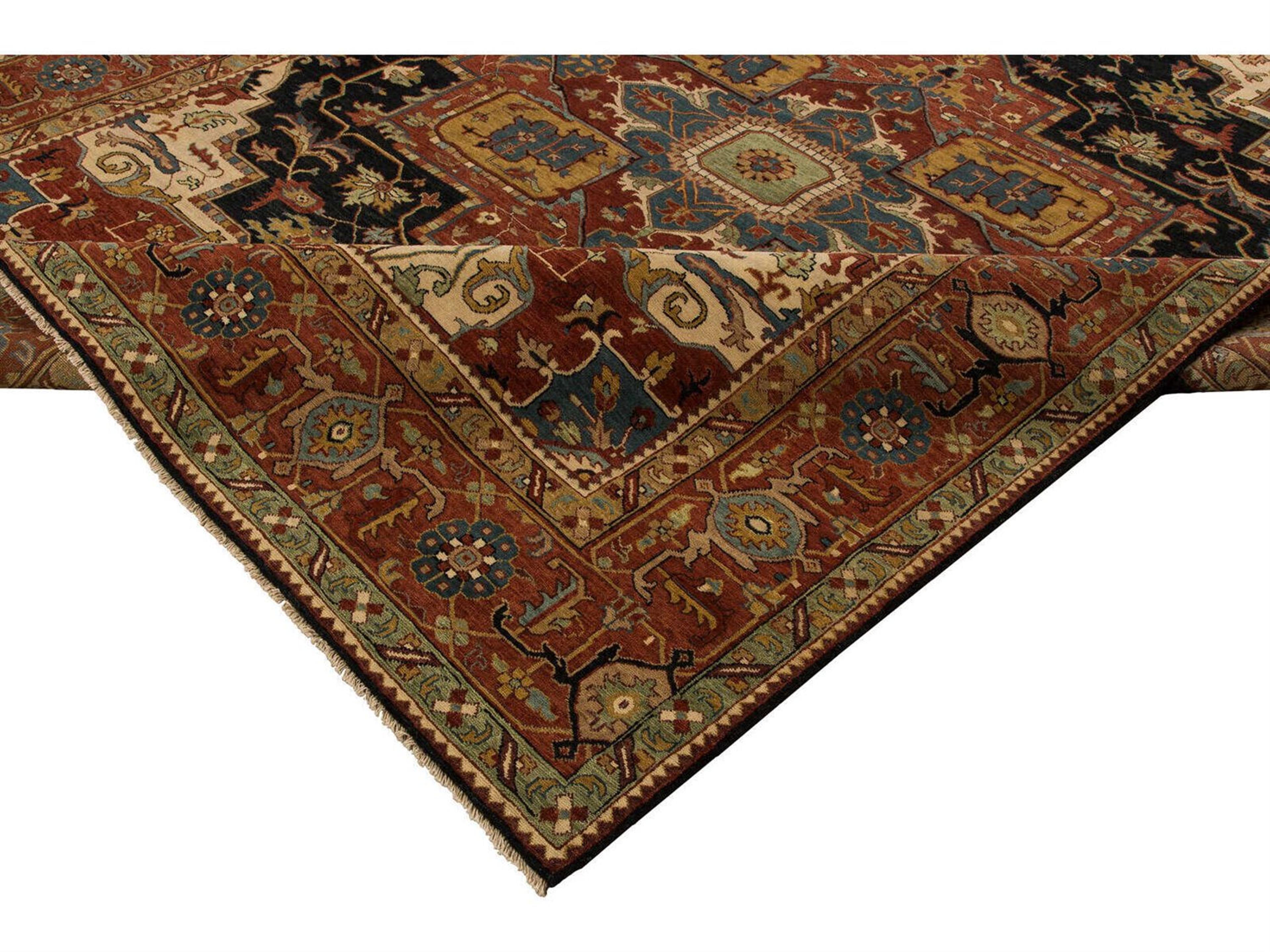 Harounian Rugs Antique Heriz Blue - Red Area Rug