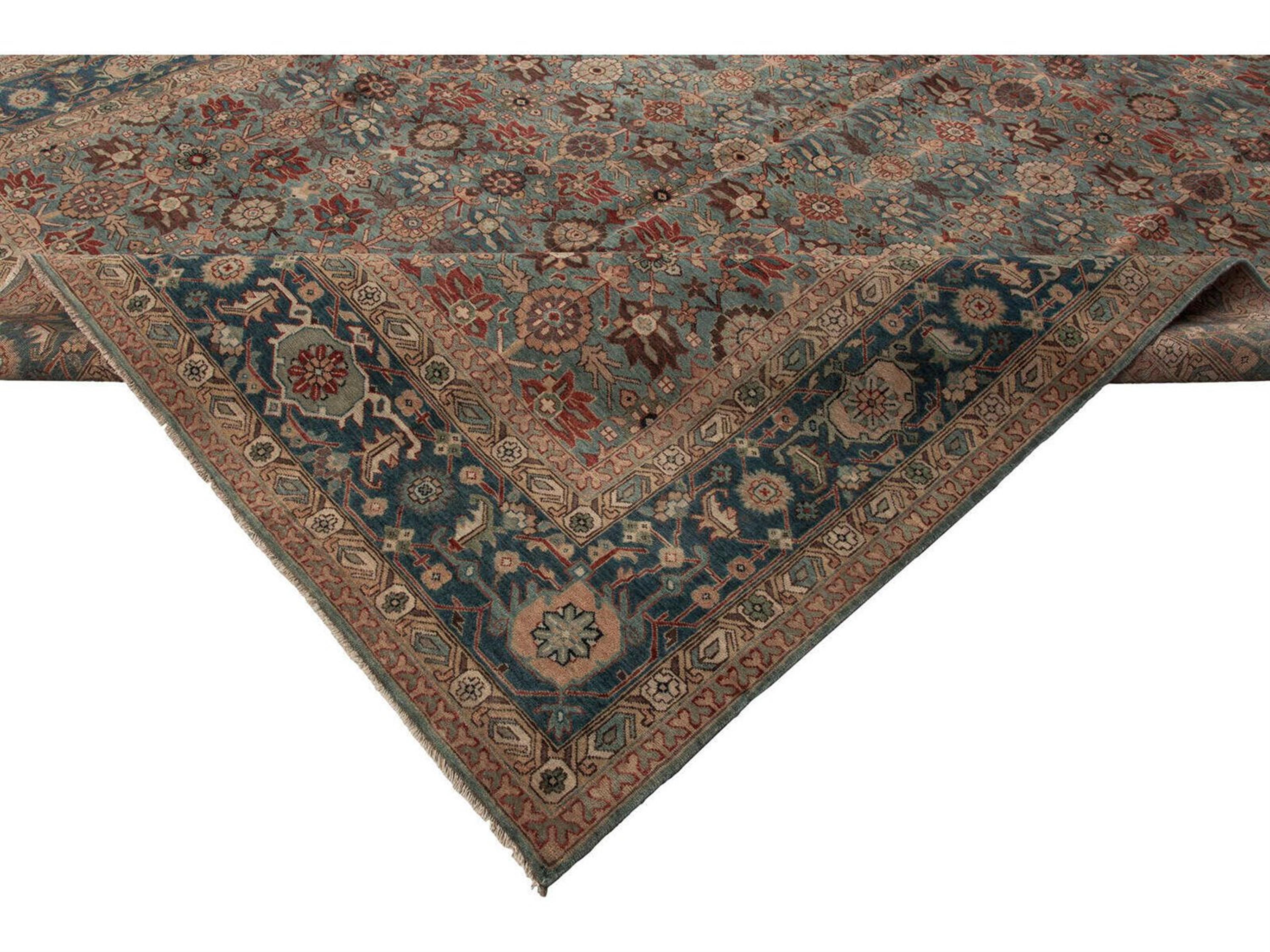 Harounian Rugs Antique Heriz Light Blue - Medium Blue Area Rug