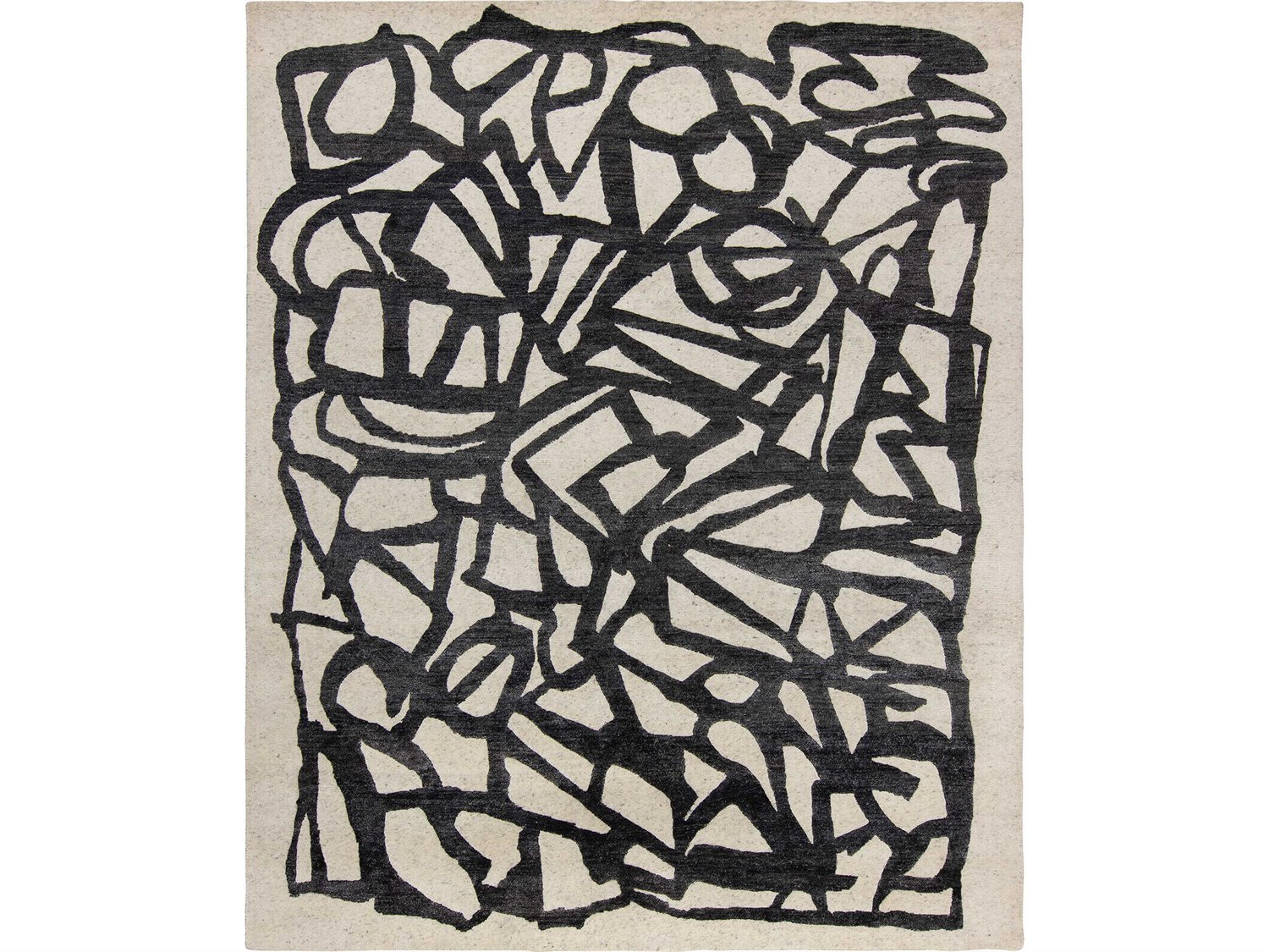 Ivory - Black Area Rug