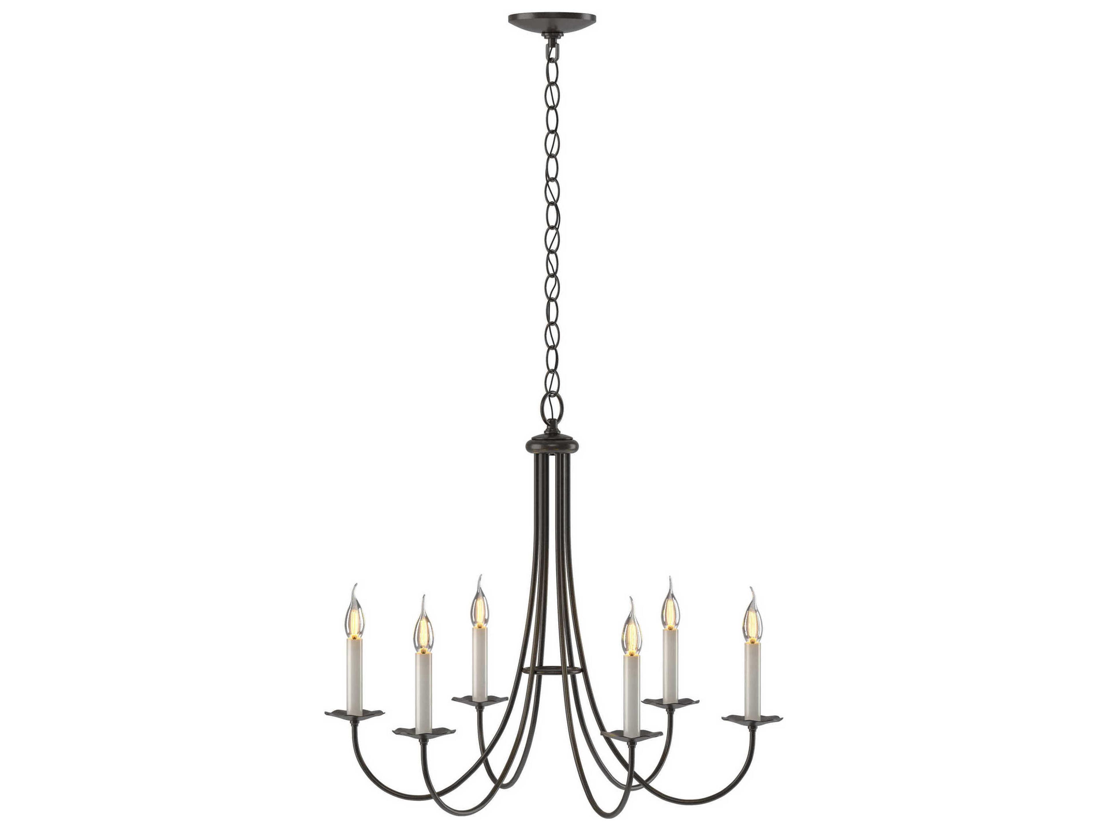 Simple Sweep 6 Light Chandelier Hand-Forged