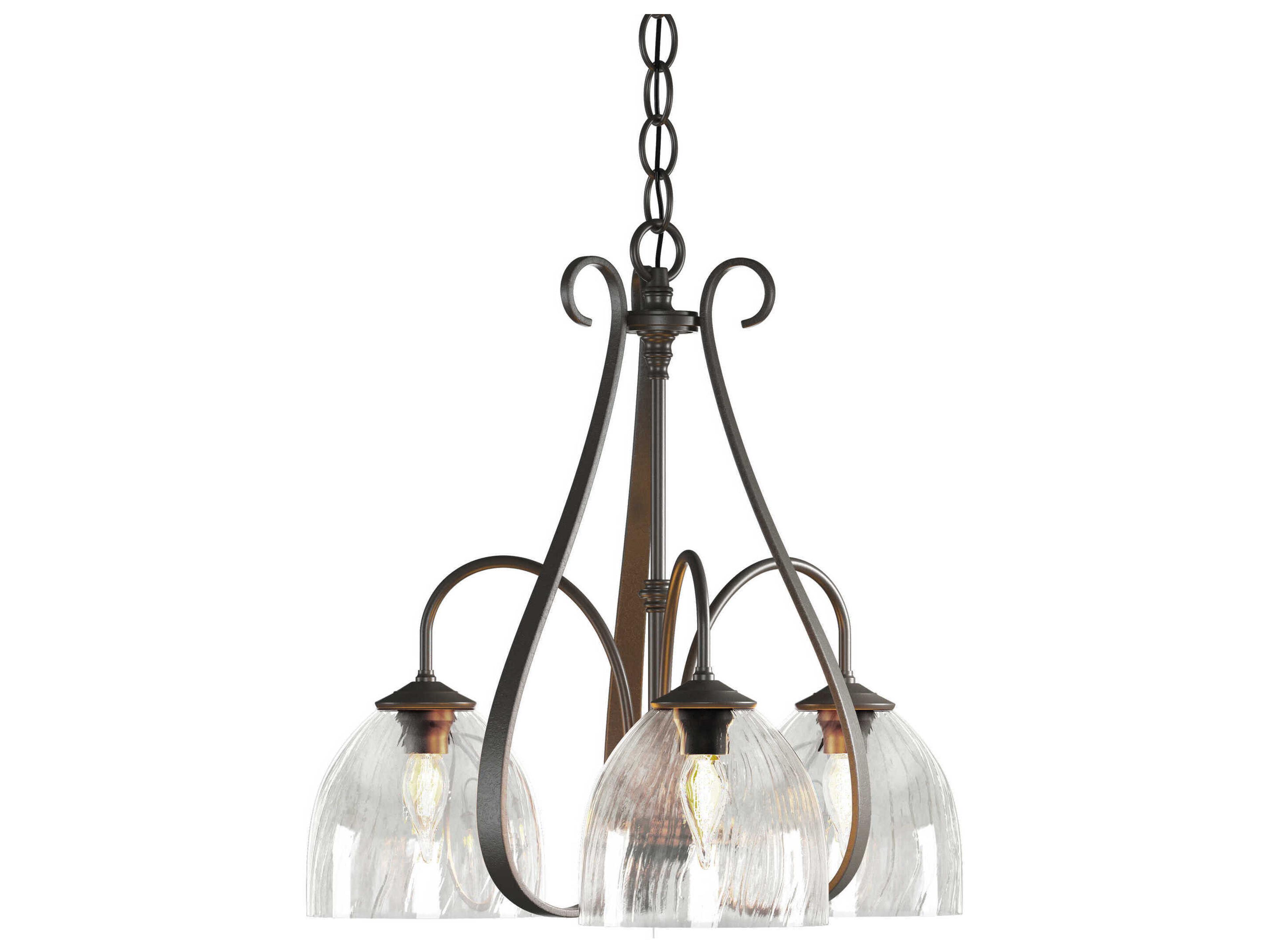 Hubbardton Forge Sweeping 3-Light Glass Bell Chandelier