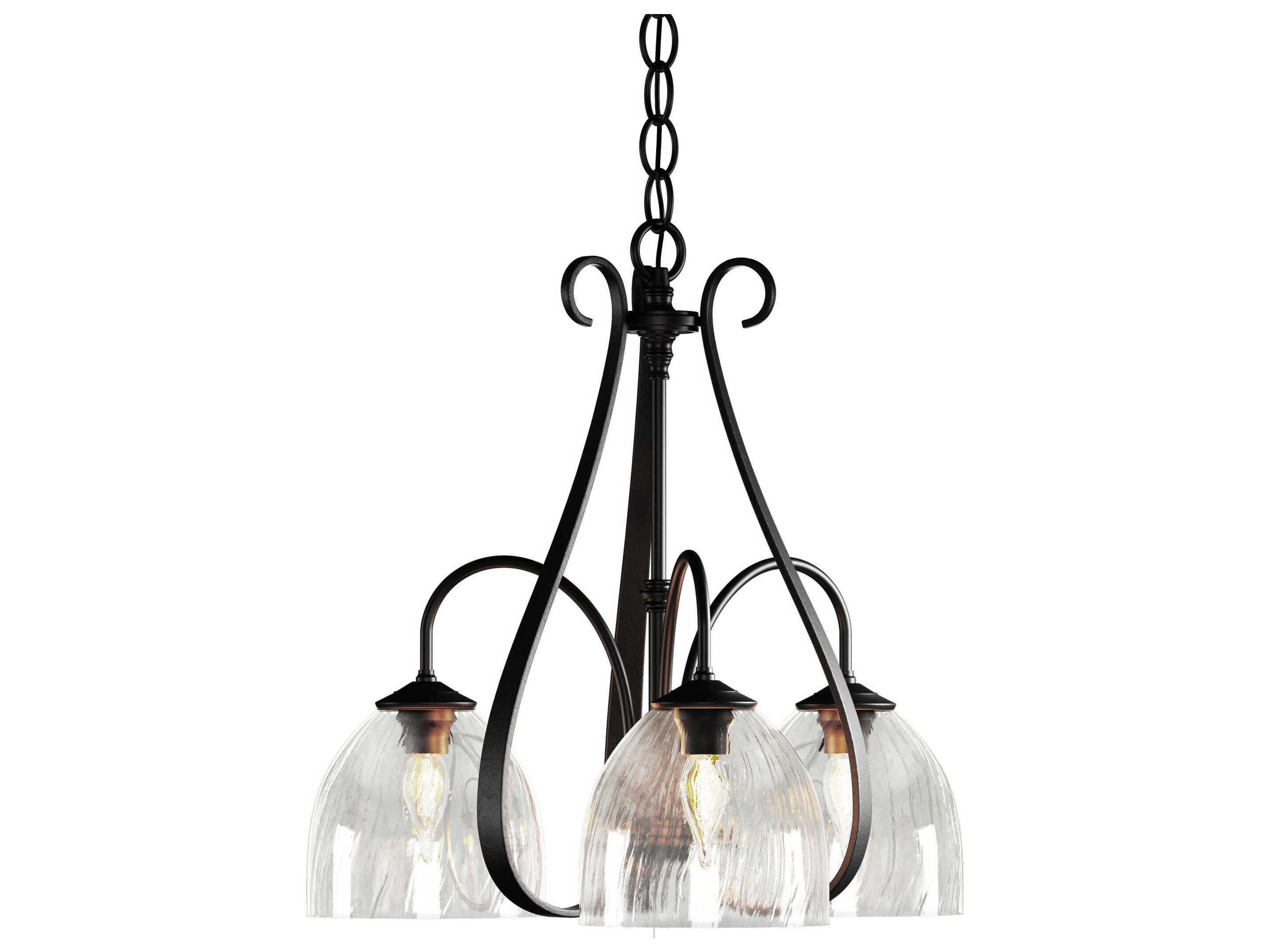 Hubbardton Forge Sweeping 3-Light Glass Bell Chandelier