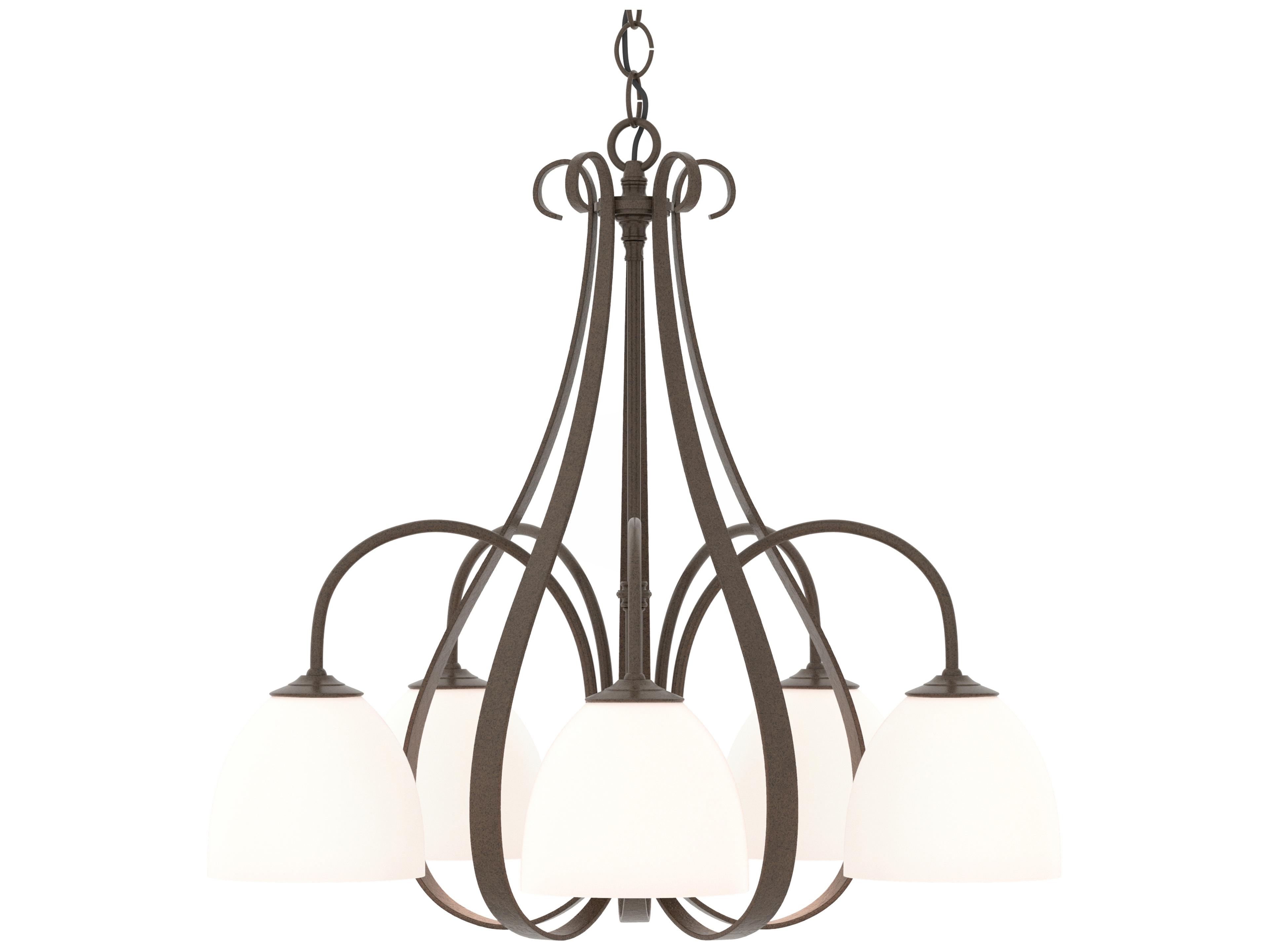 Sweeping Taper 5 Arm Chandelier Hand-Forged