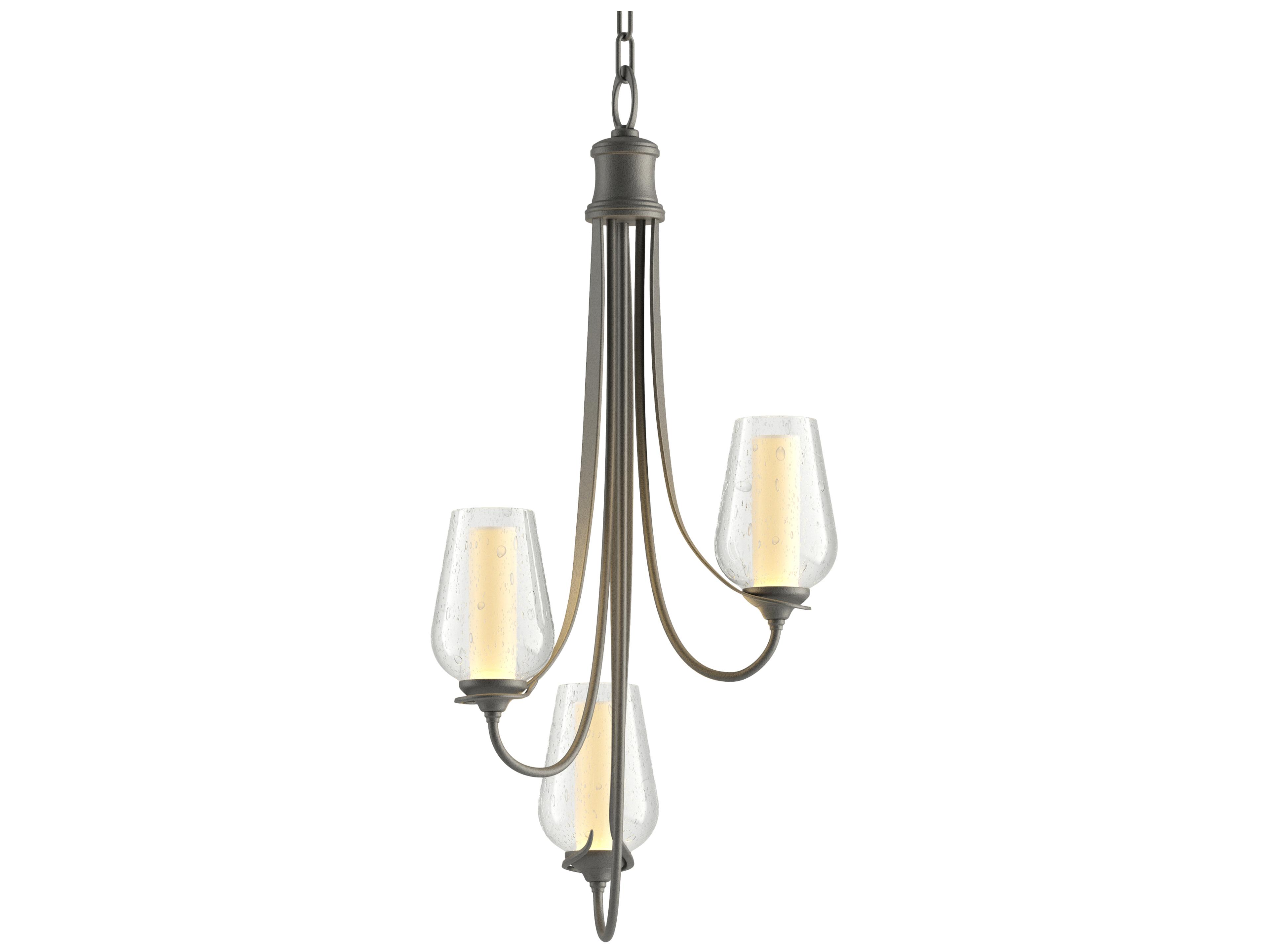 Hubbardton Forge Flora 3-Light Glass Tiered Chandelier