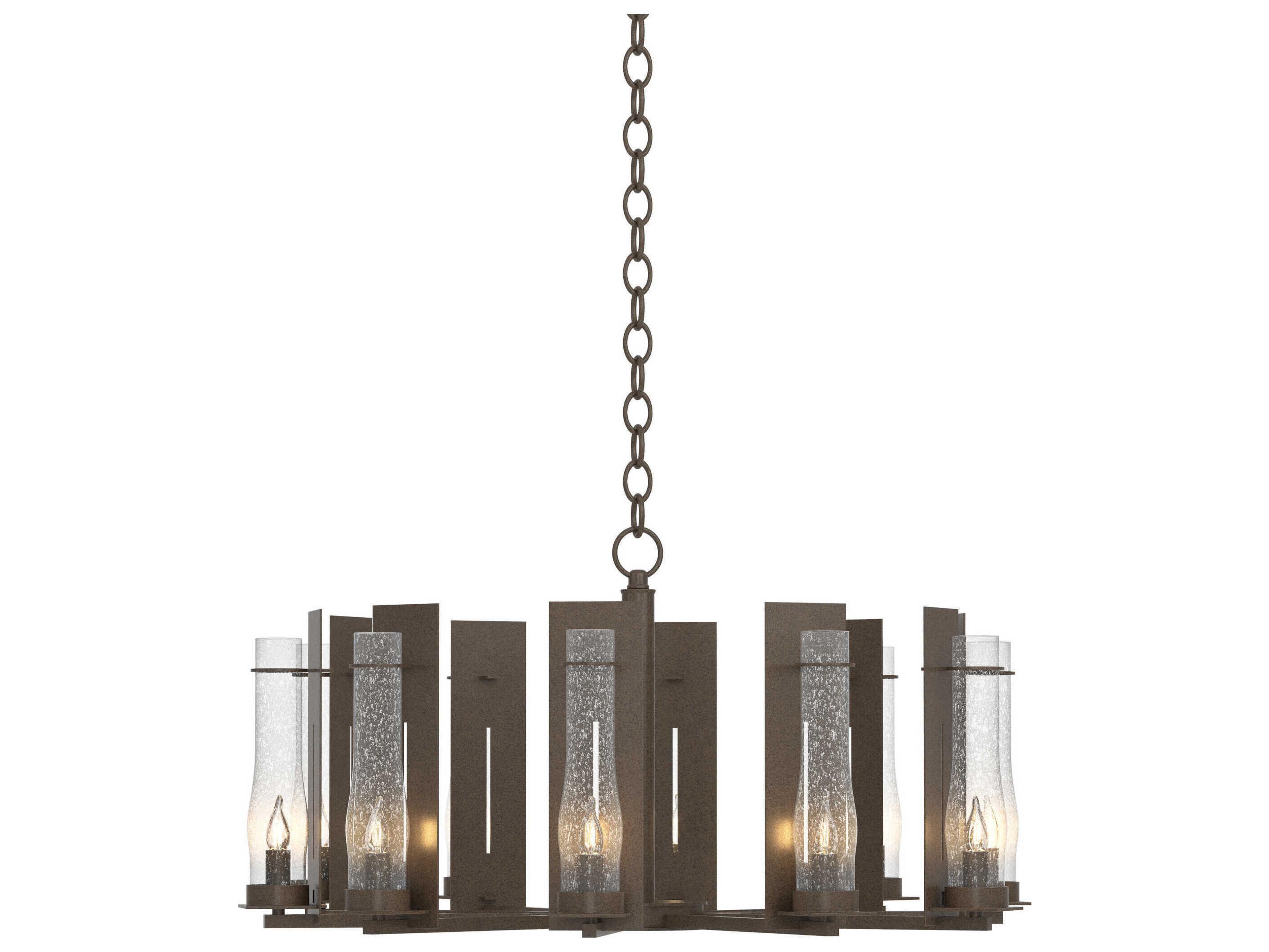 Hubbardton Forge New Town 10-Light Glass Candelabra Chandelier