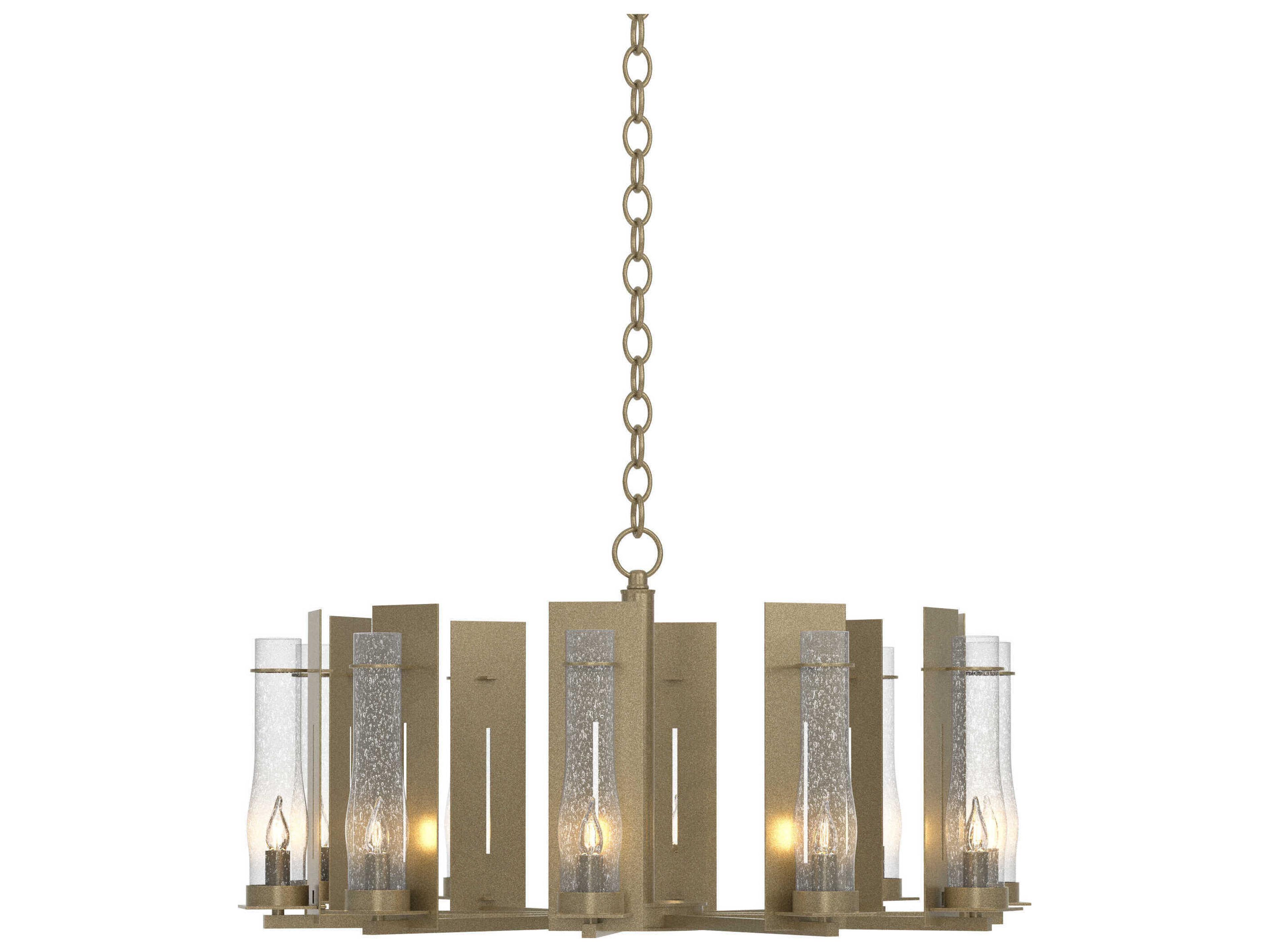 Hubbardton Forge New Town 10-Light Glass Candelabra Chandelier