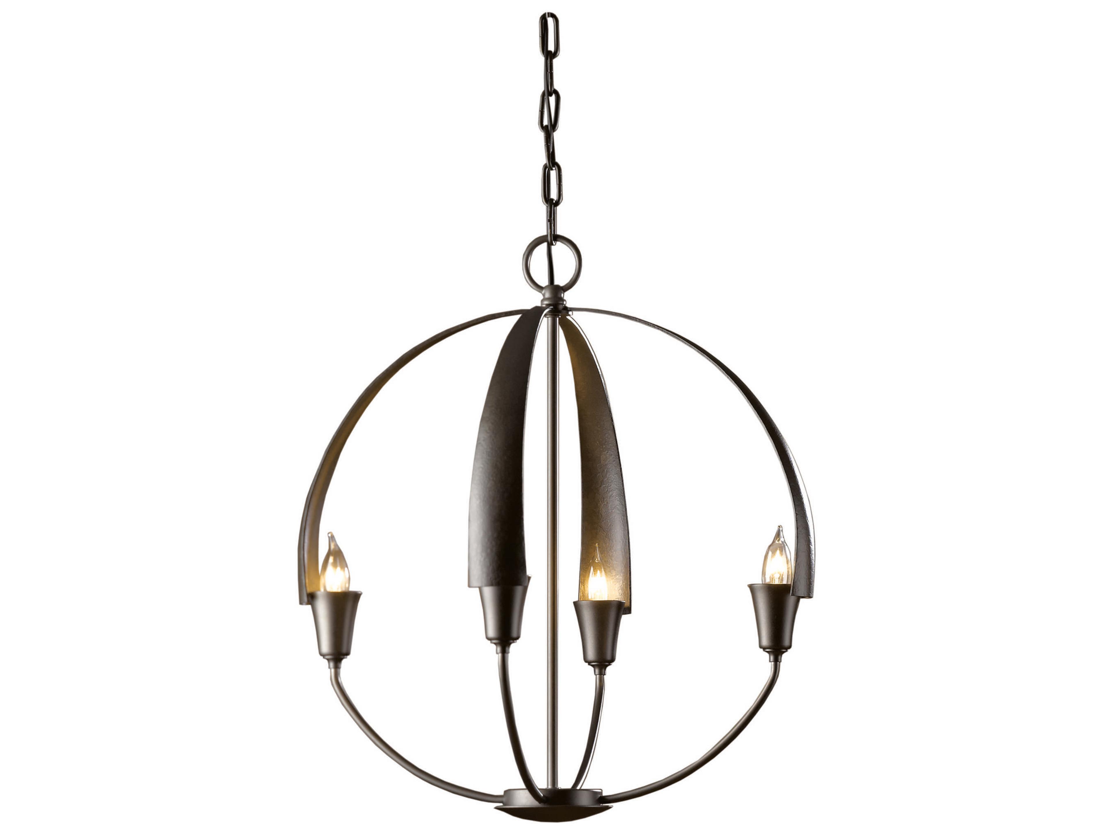 Hubbardton Forge Cirque 4-Light Dark Smoke Gray Candelabra Round Chandelier