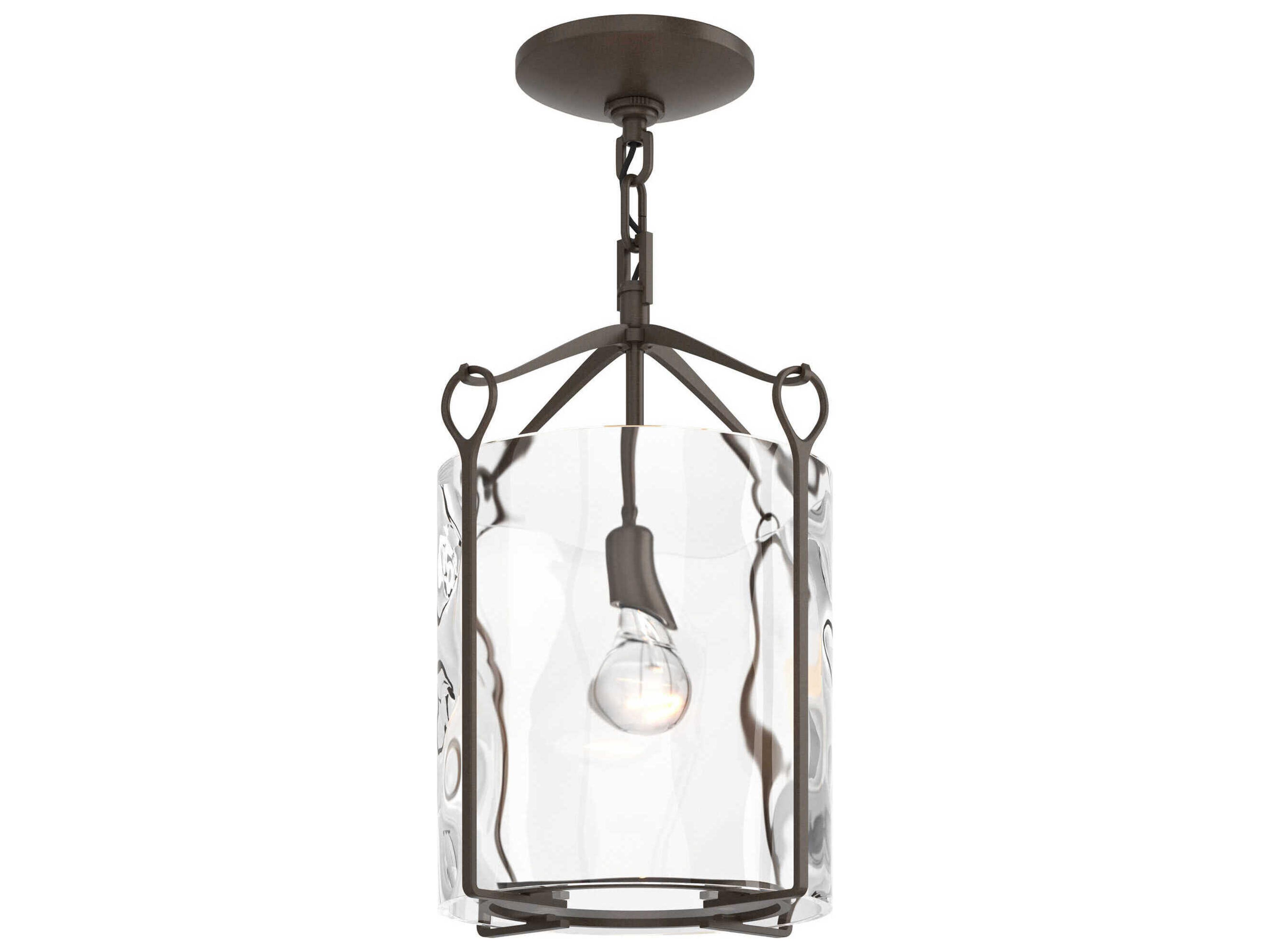 Hubbardton Forge Bow 1-Light Glass Drum Semi Flush Mount