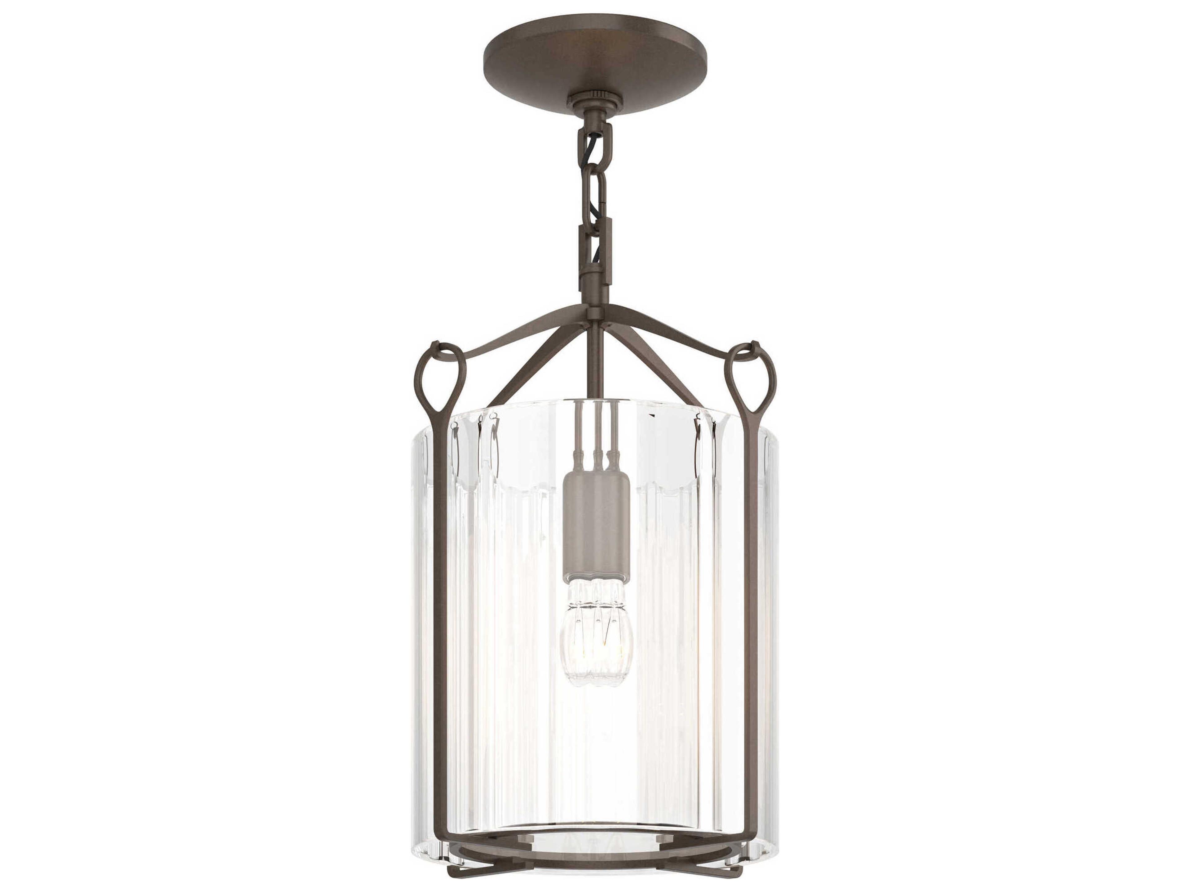 Hubbardton Forge Bow 1-Light Glass Drum Semi Flush Mount