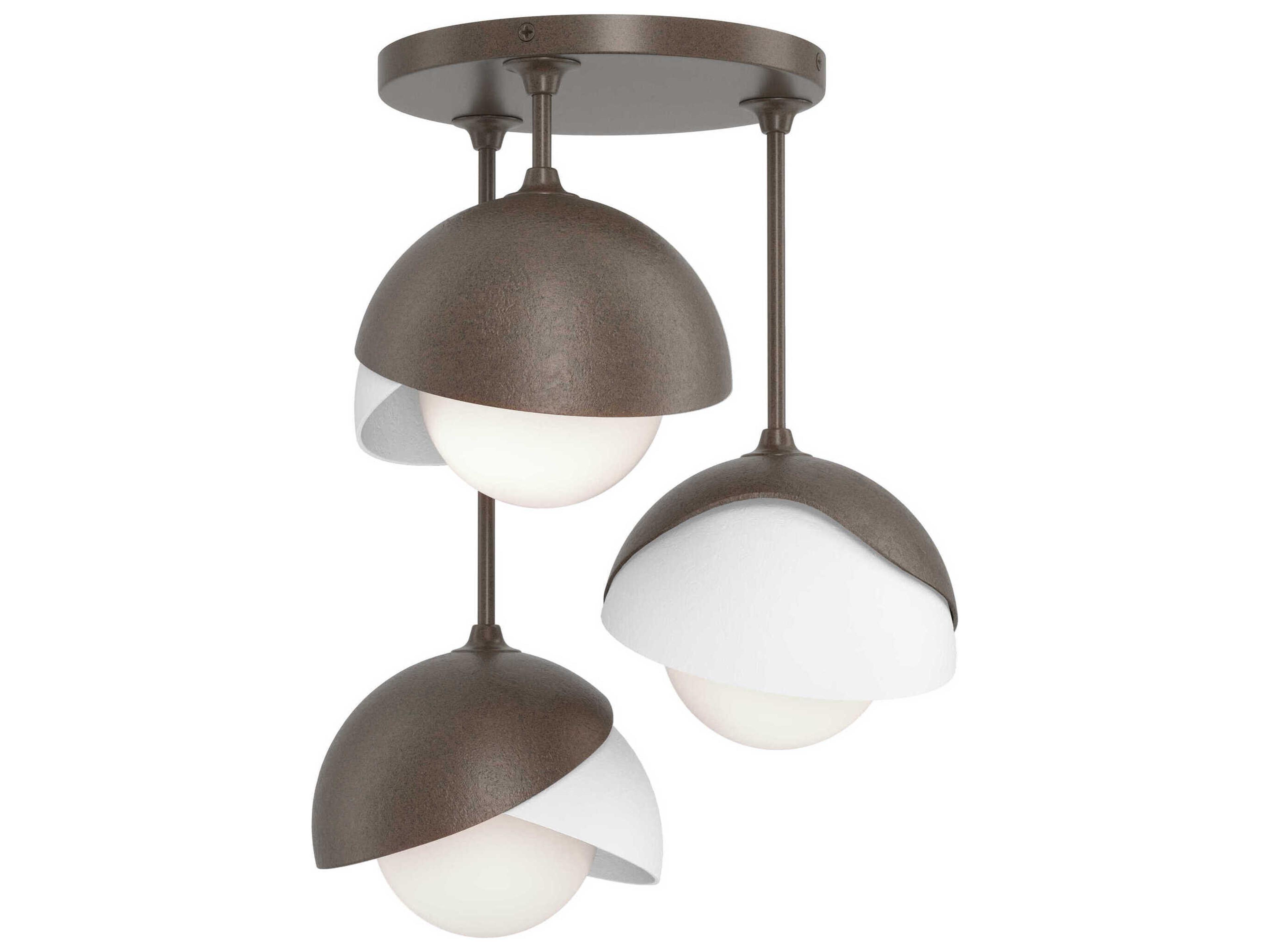 Brooklyn 3-Light Double Shade Semi-Flush Ceiling Light