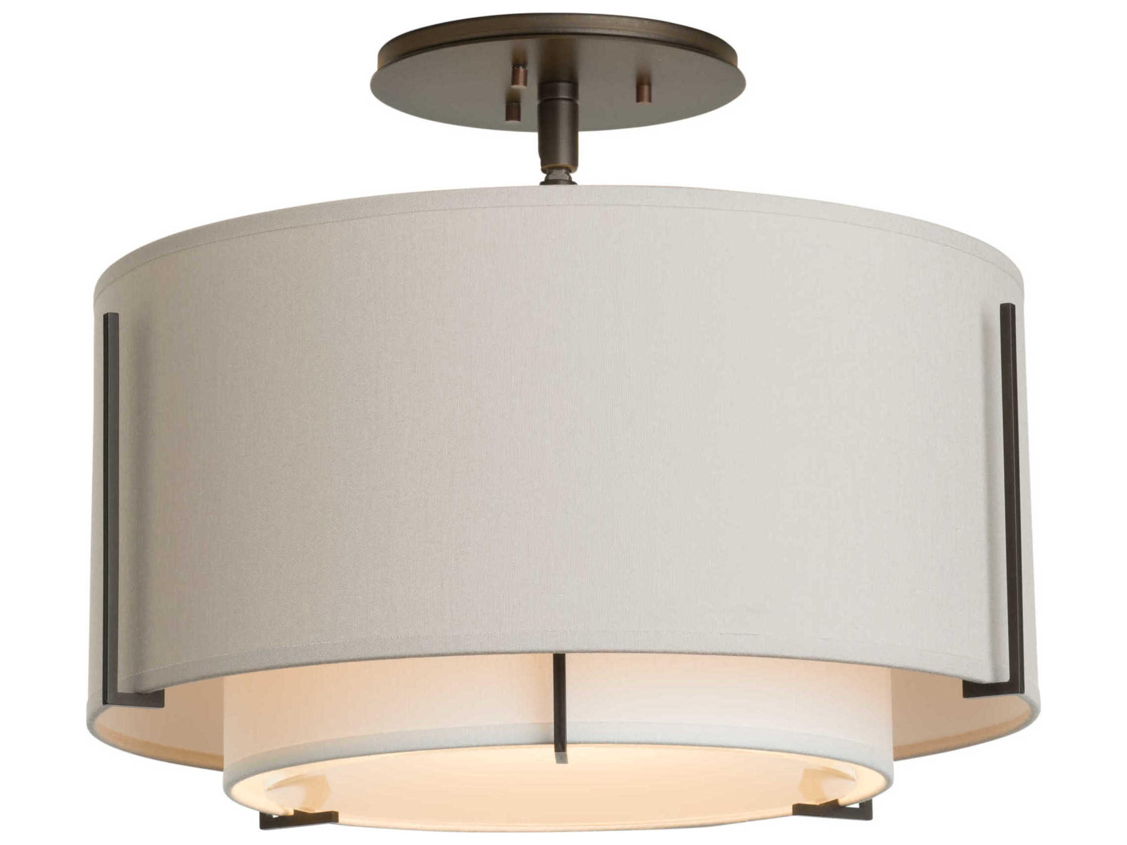 Hubbardton Forge Exos 1-Light Glass Drum Tiered Semi Flush Mount