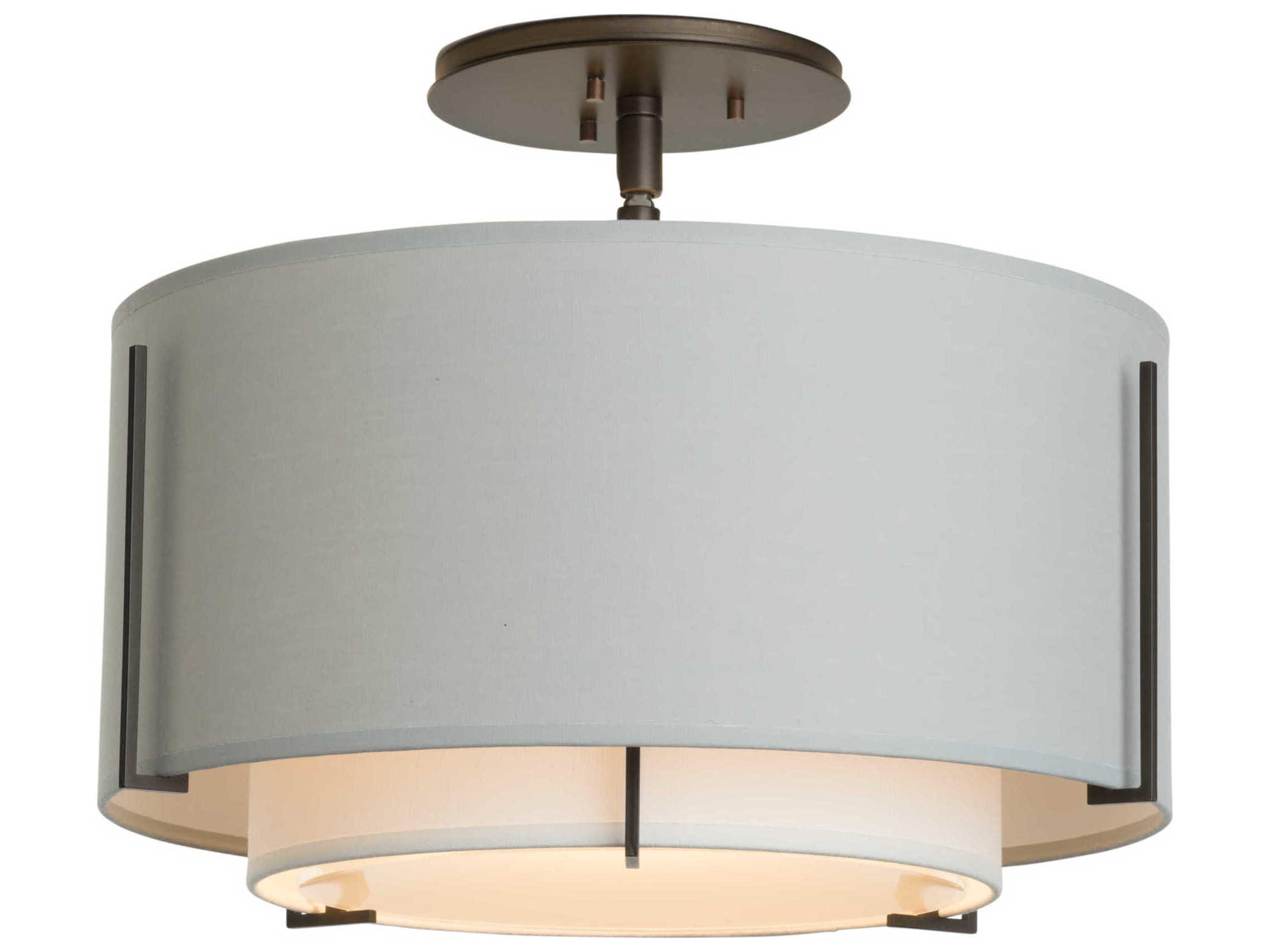 Hubbardton Forge Exos 1-Light Glass Drum Tiered Semi Flush Mount