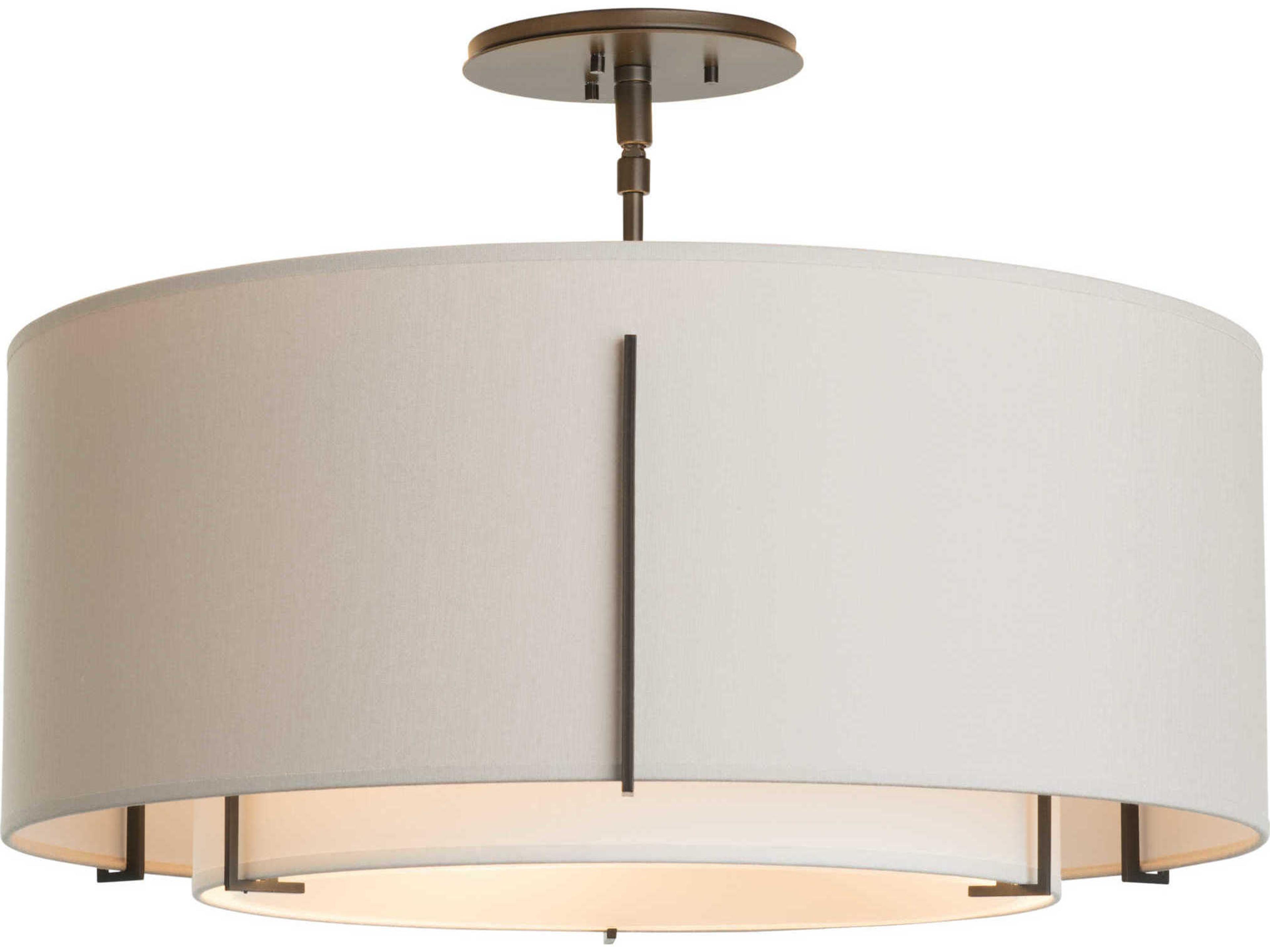 Hubbardton Forge Exos 3-Light Glass Drum Tiered Semi Flush Mount